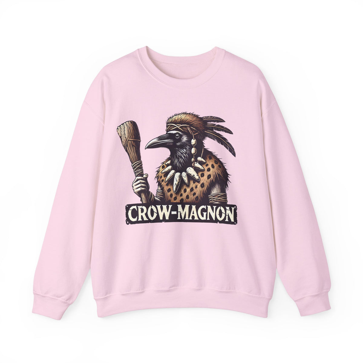 Crow-magnon Funny  Caveman Crow Meme Shirt | Funny Corvid Bird Shirt | Crow Art Bird Lover Gift |  | Unisex Crewneck Sweatshirt