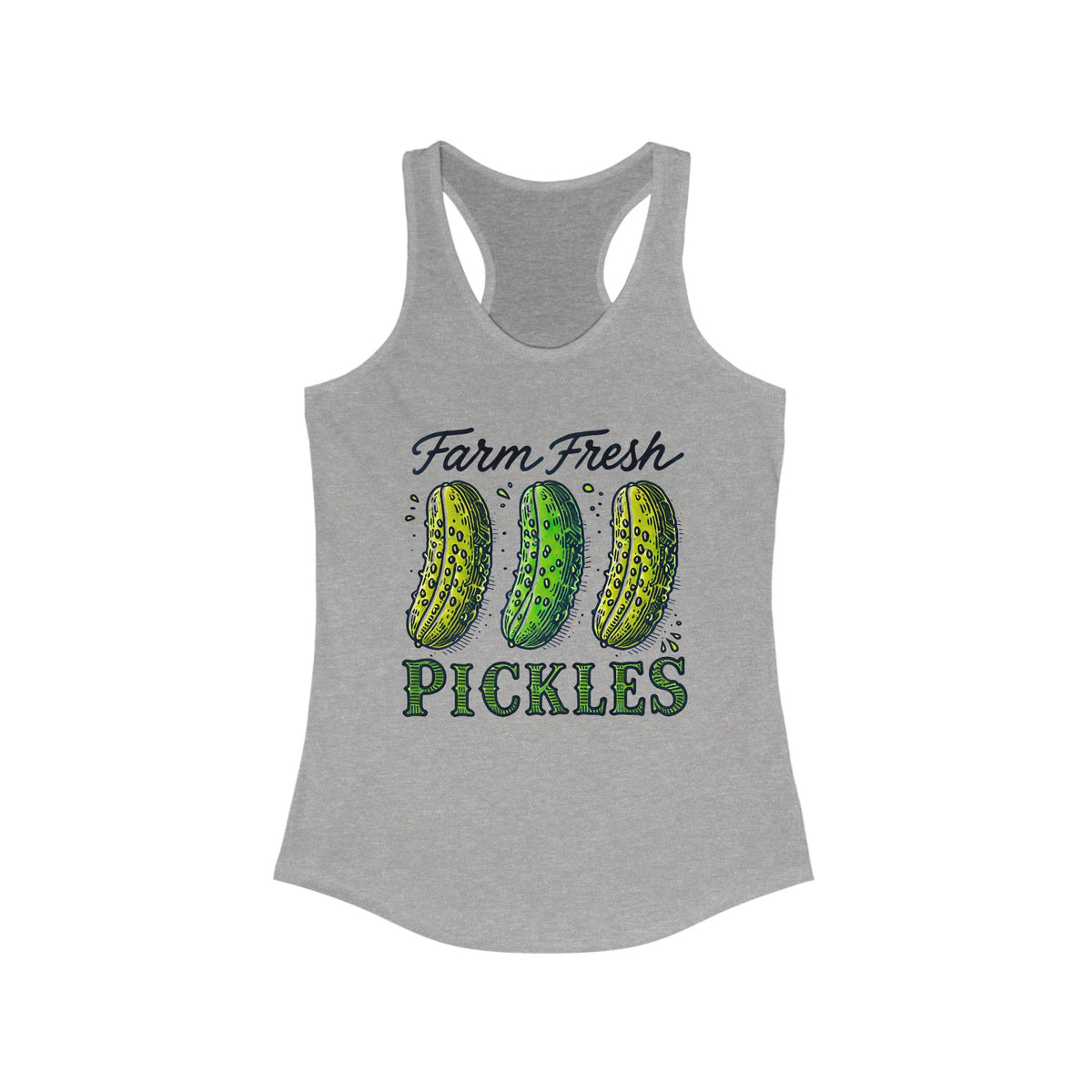 Farm Fresh Pickles Funny Pickle Shirt | Cute Pickle Pun Shirt | Pickle Lover Gift | Garden Shirt | Women's Slim-fit Racerback Tank Top