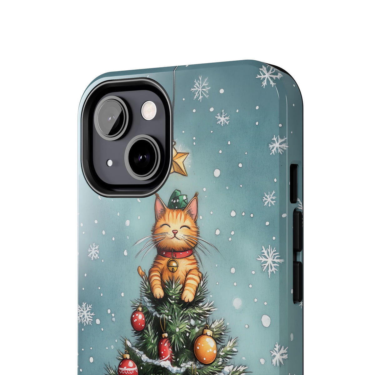 Cute Cat Christmas Tree Phone Case | iPhone 16 15 14 13 Case | Samsung Galaxy S24 S23 S22 S21 Case | Tough Impact-resistant Phone Case