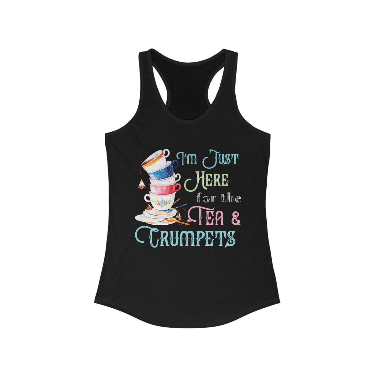 Tea & Crumpets Tea Cups Funny Shirt | Tea Lover Gift | Women's Ideal Racerback Tank