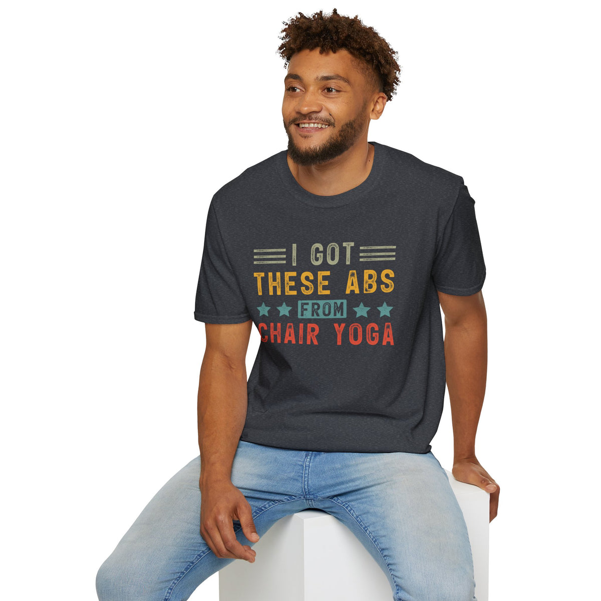 Abs Workout Chair Yoga Shirt | Funny Workout Shirt | Gift For Him | Gift For Her | Unisex Soft Style T-Shirt