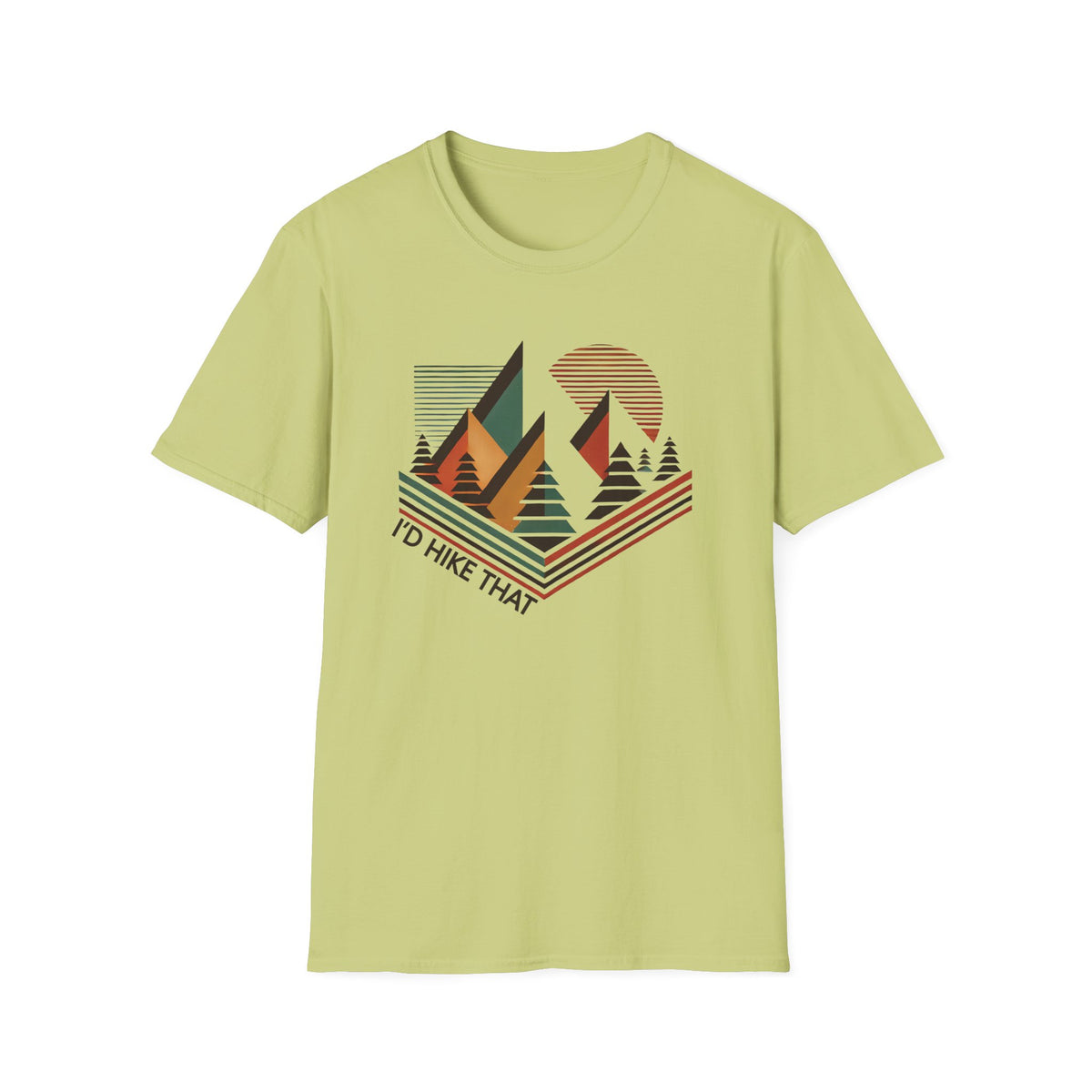 I'd Hike That Abstract Hiking Shirt | Geometric Abstract Adventure Shirt | Gift For Hiker | Unisex Soft Style T-Shirt