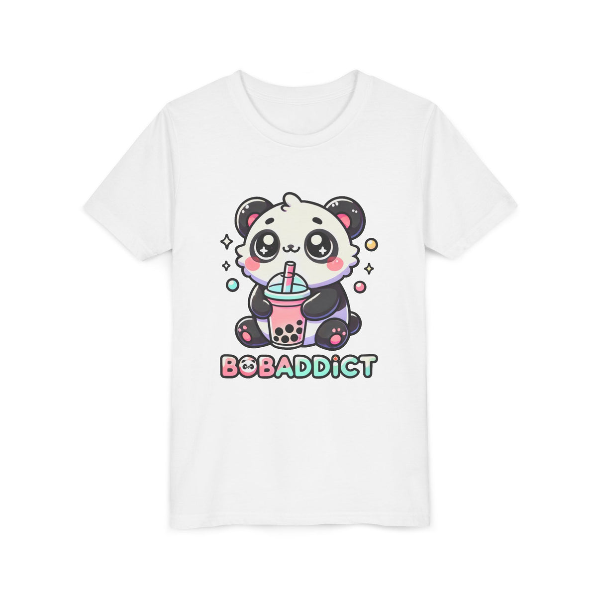 Boba Addict Cute Panda Bear Boba Tea Shirt | Kawaii Boba Shirt | Bubble Tea Lover Shirt | Youth Jersey T-shirt