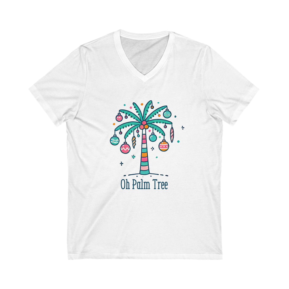 Oh Palm Tree Funny Christmas Tree Shirt | Palm Tree Beach Bum Gift For Her | Unisex Jersey V-neck T-shirt