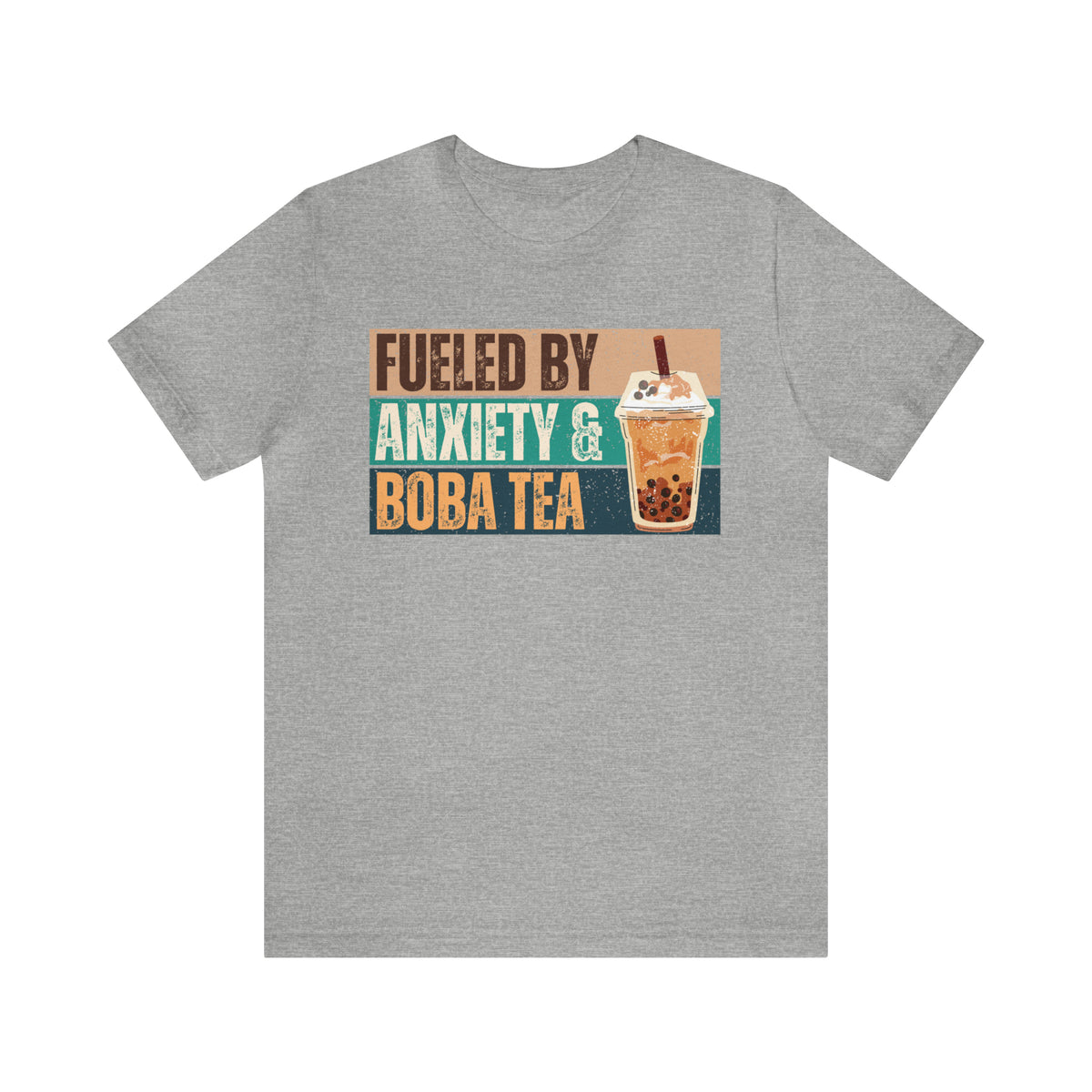 Funny Boba Tea Shirt | Fueled by Anxiety Shirt | Bubble Tea Lover Gift | Unisex Jersey T-shirt