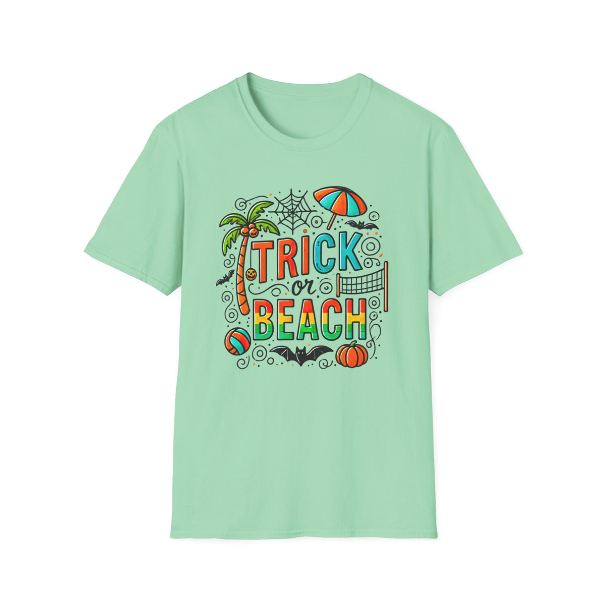 Trick Or Beach Beach Bum Halloween Shirt | Funny Halloween Gift For Beach Lover | Trick Or Treat Shirt |  Unisex Soft Style T-Shirt