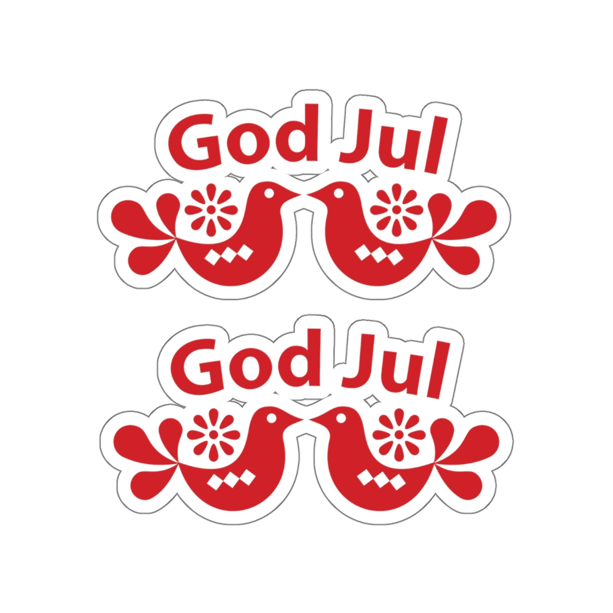 God Jul Folk Art Vinyl Sticker Set | Scandi Nordic Norwegian Christmas Gifts | Vinyl Kiss-Cut Stickers