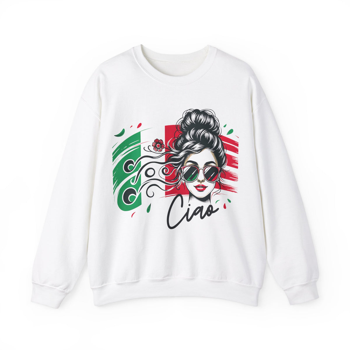 Ciao Italian Girl Cute Italy Trip shirt | Italy Lover Shirt | World Traveler Italian Flag Gift | Unisex Crewneck Sweatshirt