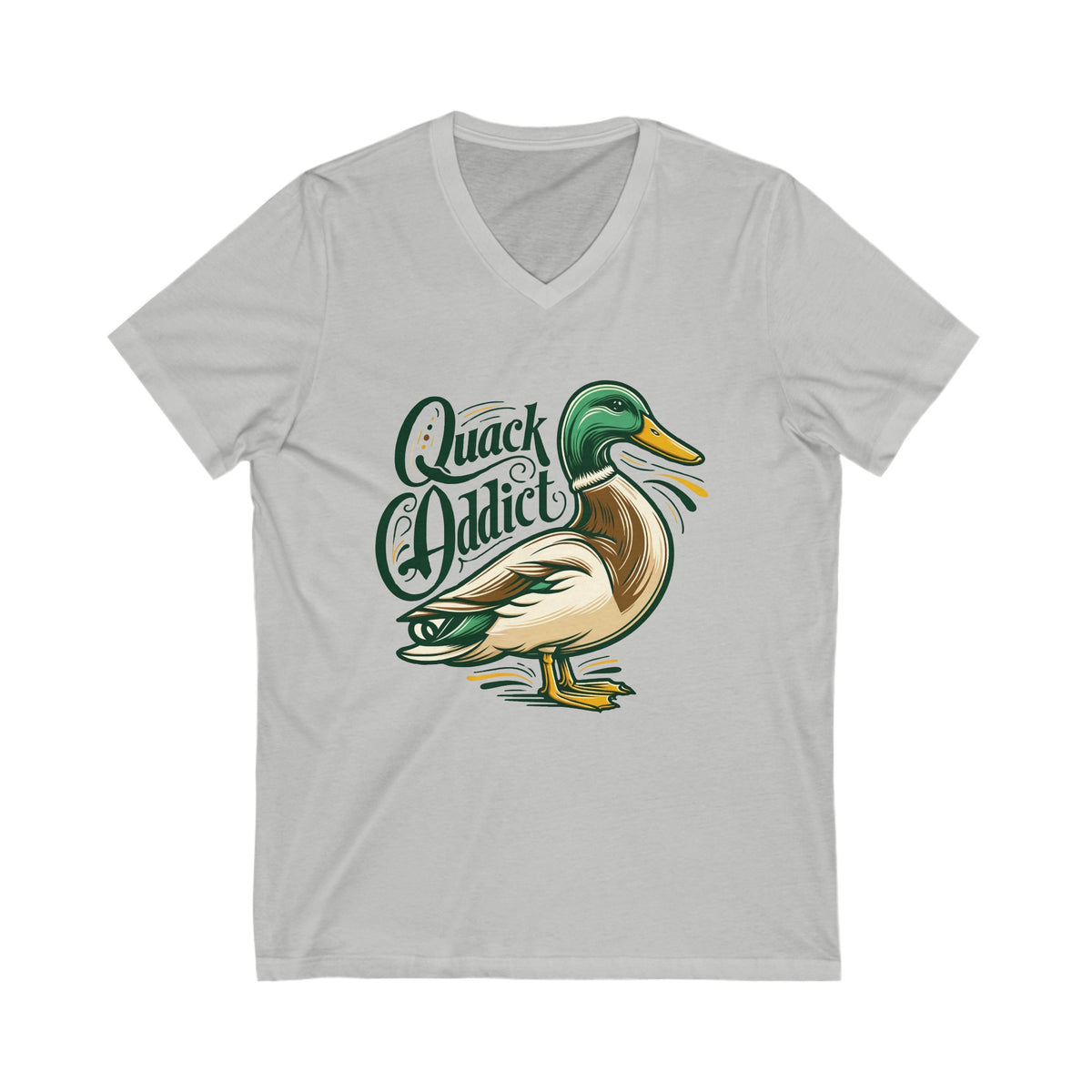 Quack Addict Funny Mallard Duck Shirt | Bird lover Shirt | Nature Lover Gift | Unisex Jersey V-neck T-shirt