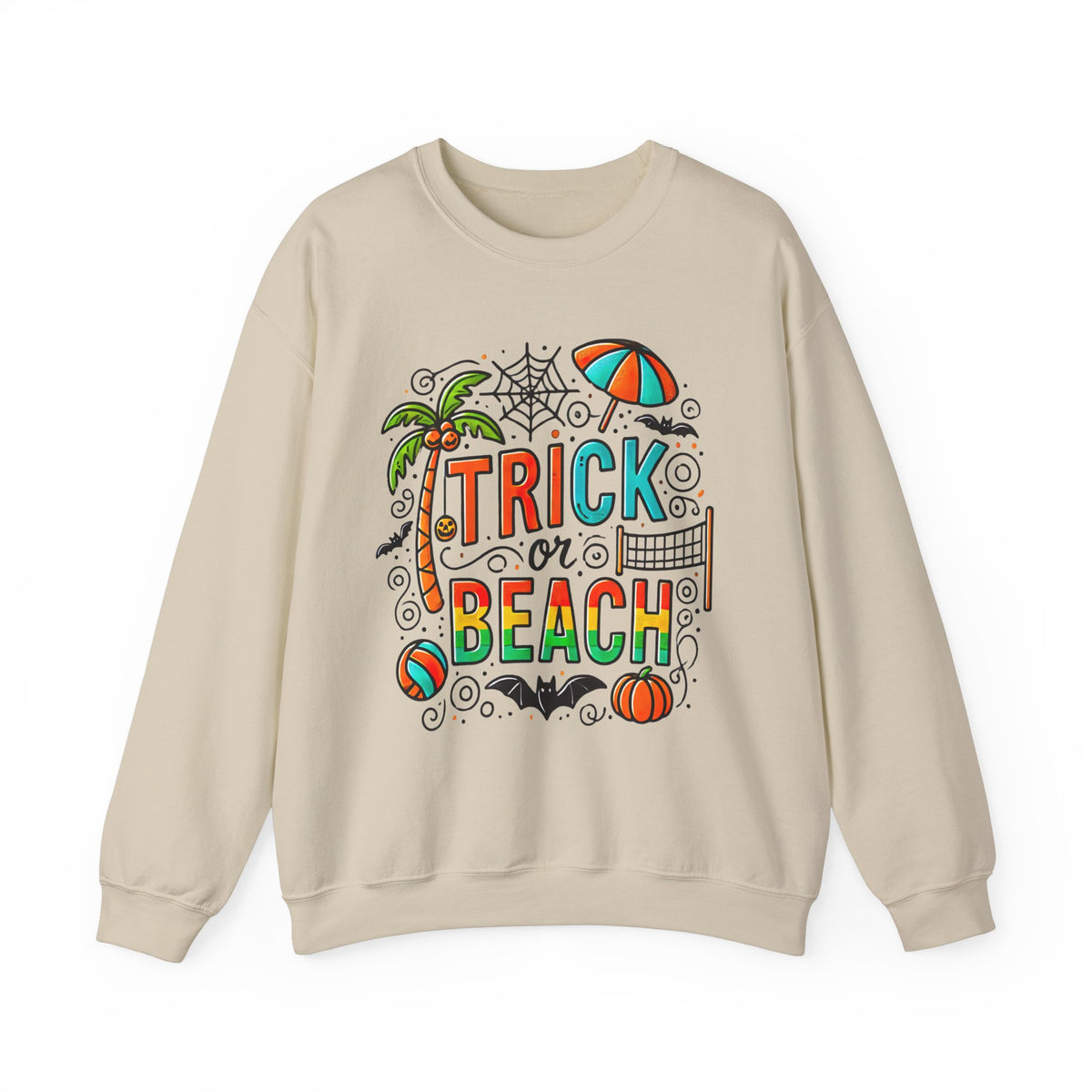 Trick Or Beach Beach Bum Halloween Shirt | Funny Halloween Gift For Beach Lover | Trick Or Treat Shirt | Unisex Crewneck Sweatshirt