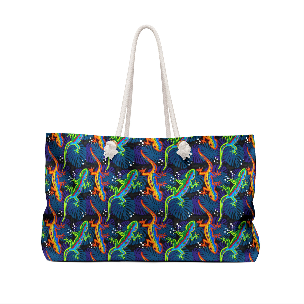 Gecko Lizard Neon Line Art Weekender Bag | Art Nature Gift | Beach Weekend Tote
