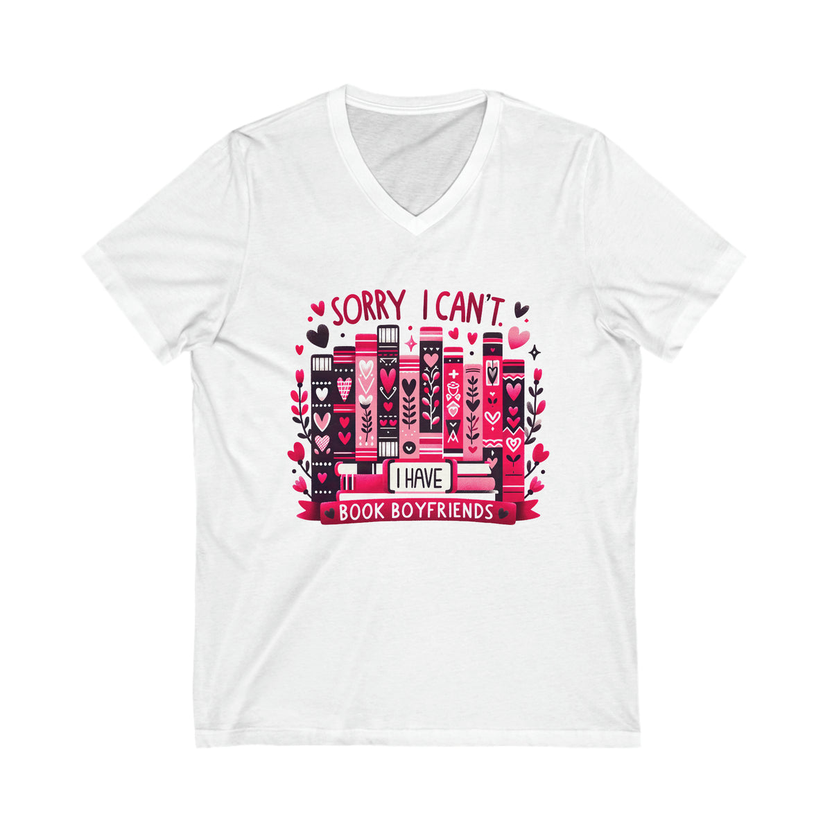 Book Boyfriend Valentines Day Shirt | Book Lover Shirt | Book Lover Valentine Gift For Her | Unisex Jersey V-neck T-shirt
