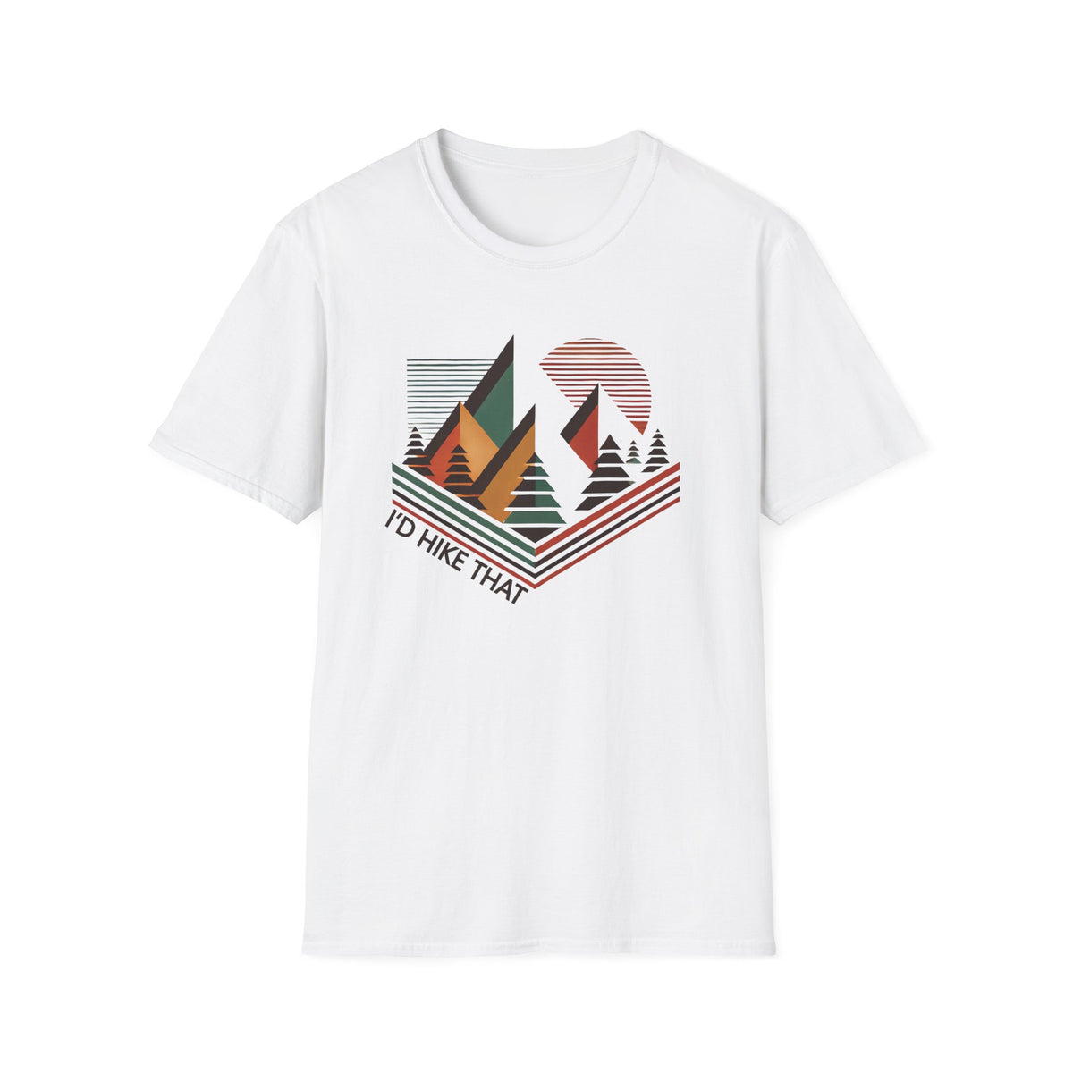 I'd Hike That Abstract Hiking Shirt | Geometric Abstract Adventure Shirt | Gift For Hiker | Unisex Soft Style T-Shirt