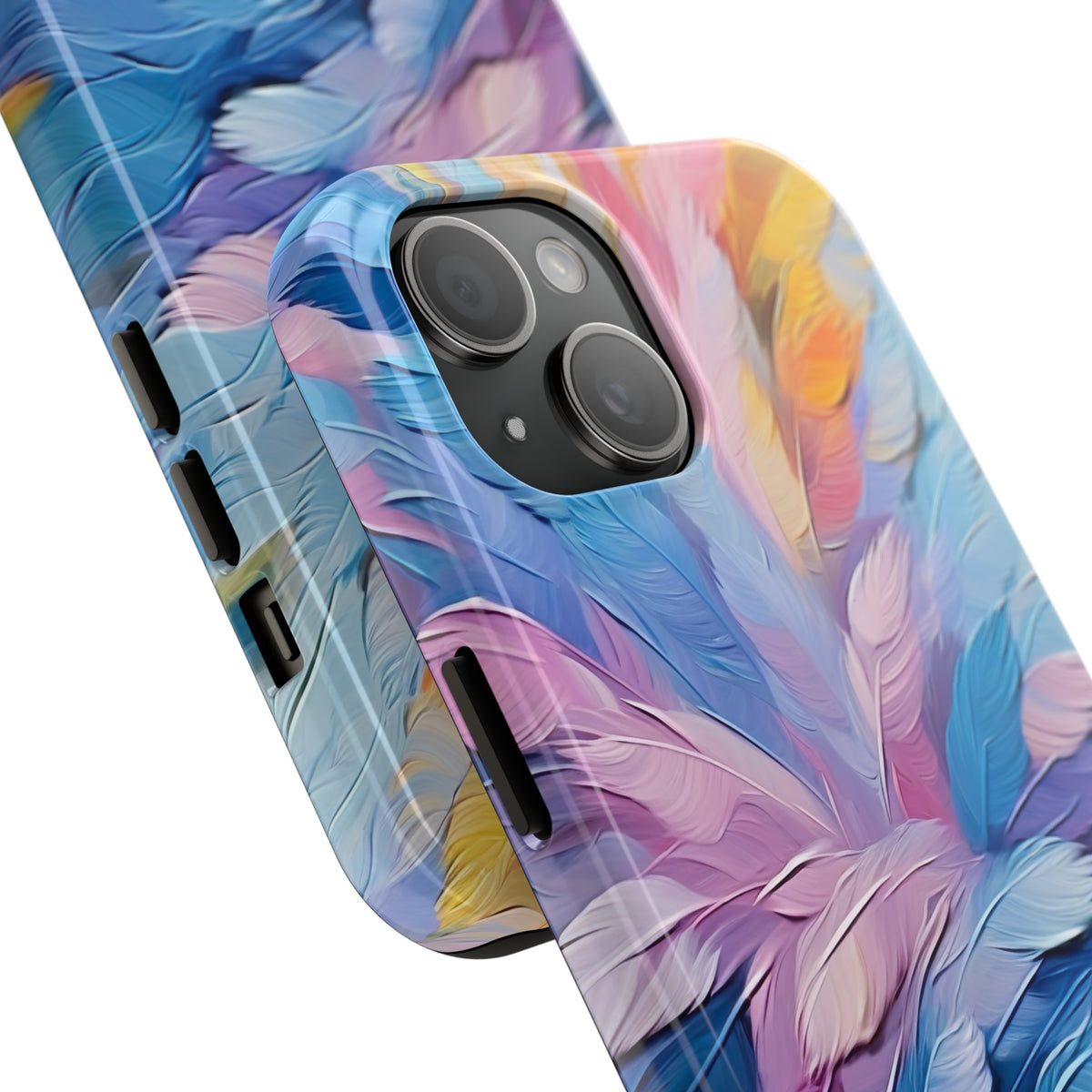 Pastel Feathers Abstract iPhone 15 Case | iPhone 11 12 13 14 15 | Paint Brushstrokes Effect | Tough Phone Case