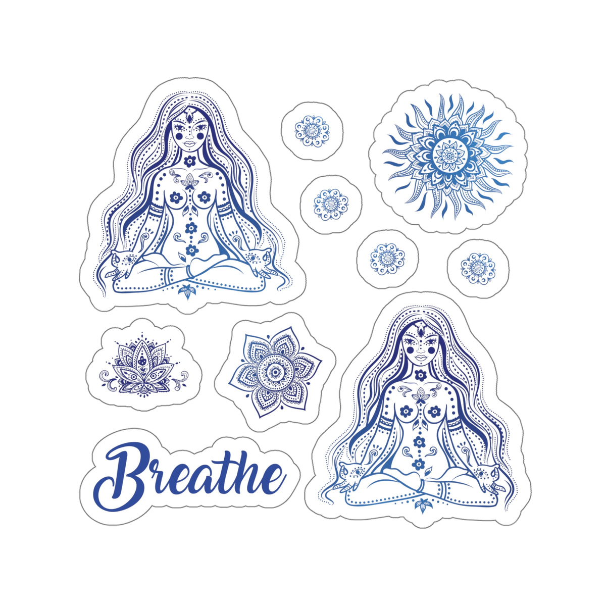 Yoga Breathe Meditation Vinyl Sticker Set | Yoga Lover Gift | Kiss-Cut Stickers