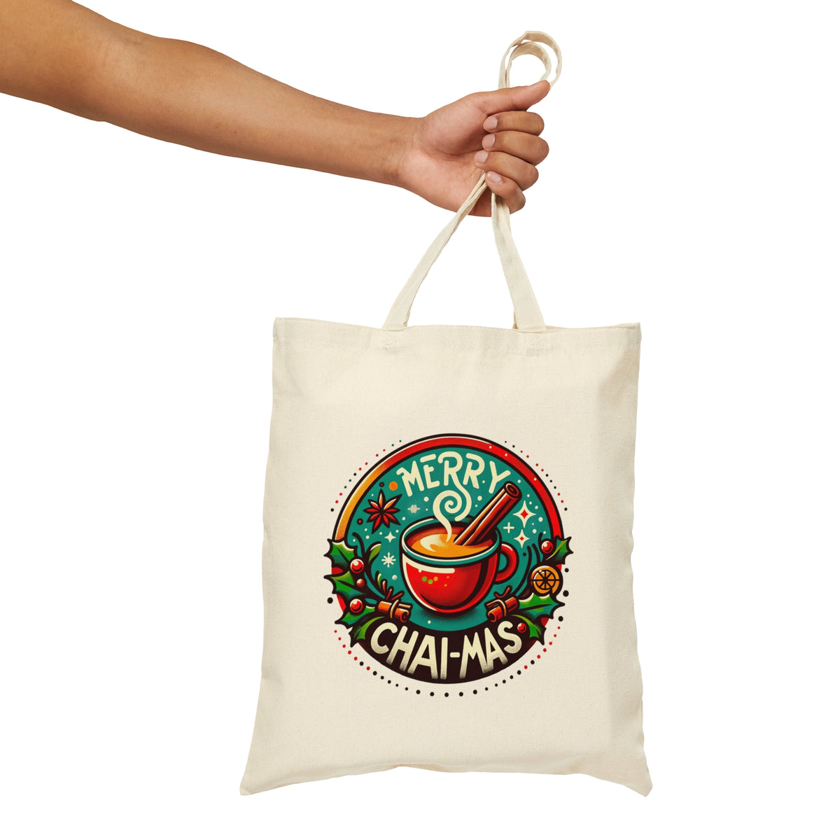 Merry Chai-mas Chai Lover Christmas Tote | Chai Tea Gift Bag | Christmas Chai Tote Bag | Cotton Canvas Tote Bag