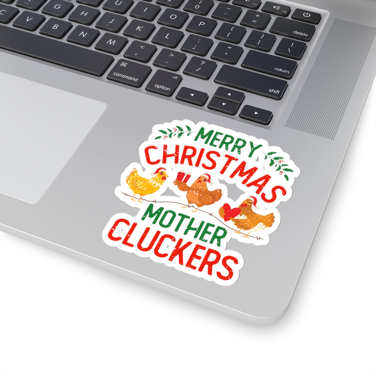 Funny Merry Christmas Chicken Vinyl Stickers | Chicken Farmer Gift  | Kiss-Cut Stickers