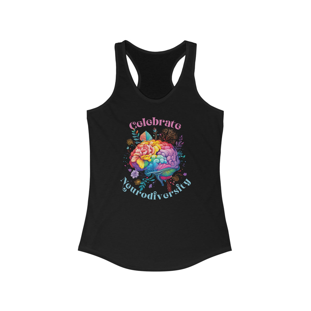 Celebrate Neurodiversity Shirt | Autism Shirt | Autism Awareness Shirt | Inclusion Shirt | Brain Art | Women's Slim Fit Racerback Tank Top
