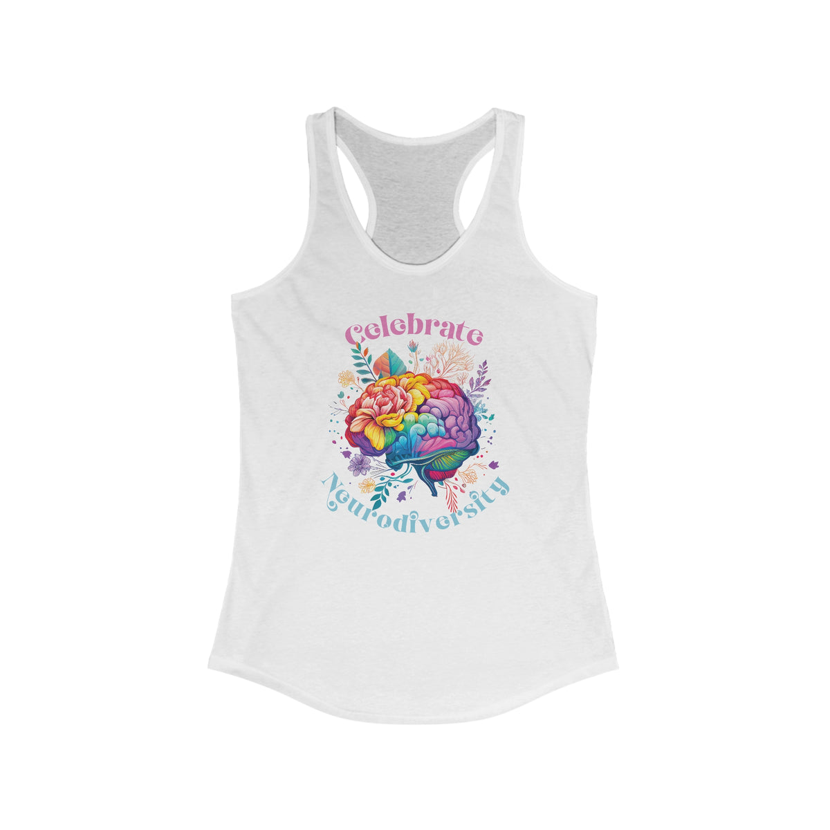 Celebrate Neurodiversity Shirt | Autism Shirt | Autism Awareness Shirt | Inclusion Shirt | Brain Art | Women's Slim Fit Racerback Tank Top