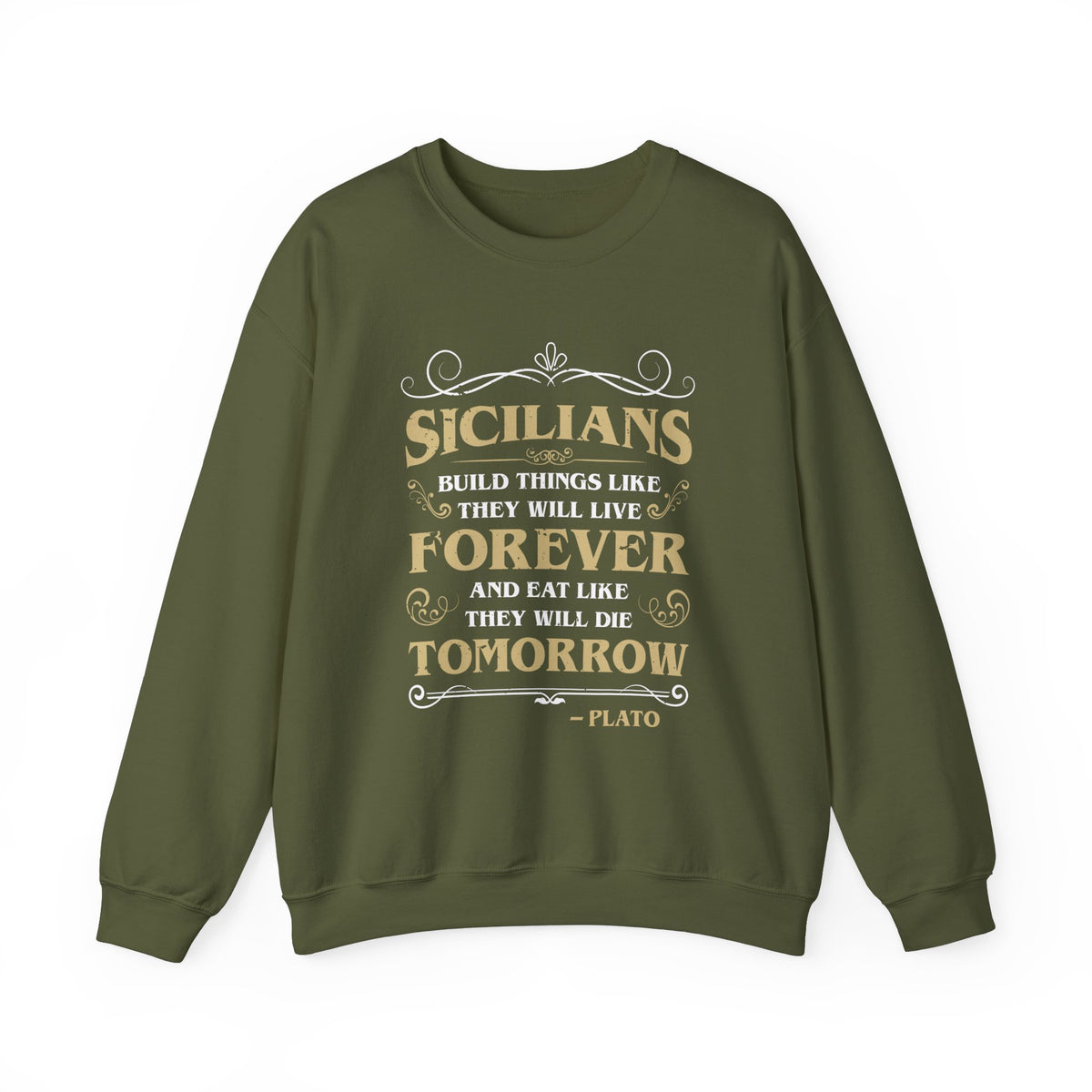 Sicilian Plato Quote Italian Sweatshirt | Sicily Italy Gift | Unisex Crewneck Sweatshirt