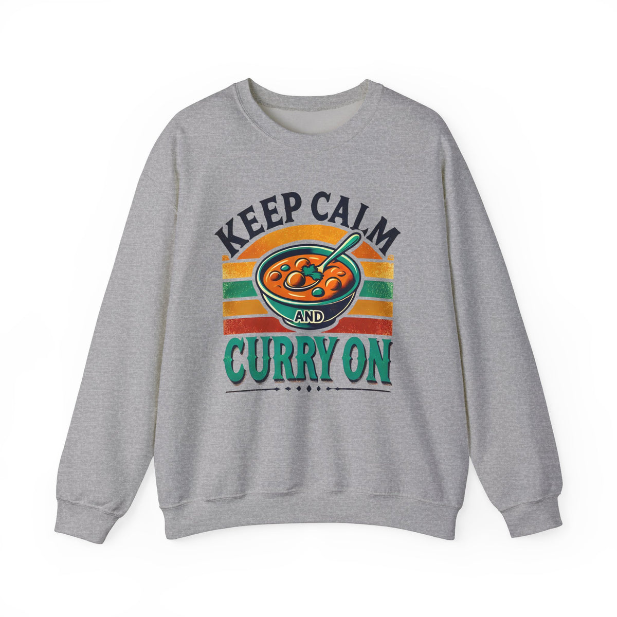 Keep Calm Curry On Indian Funny Foodie Shirt | Indian Food Shirt | Funny Indian Gift | Unisex Crewneck Sweatshirt