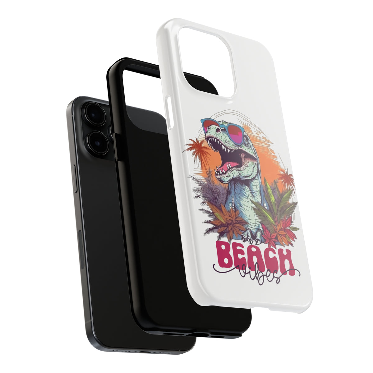 Beach Vibes T Rex iPhone Case | iPhone 15 14 13 12 11 Phone Case  | Summer Dinosaur Gifts | Tough Impact-resistant Phone Case