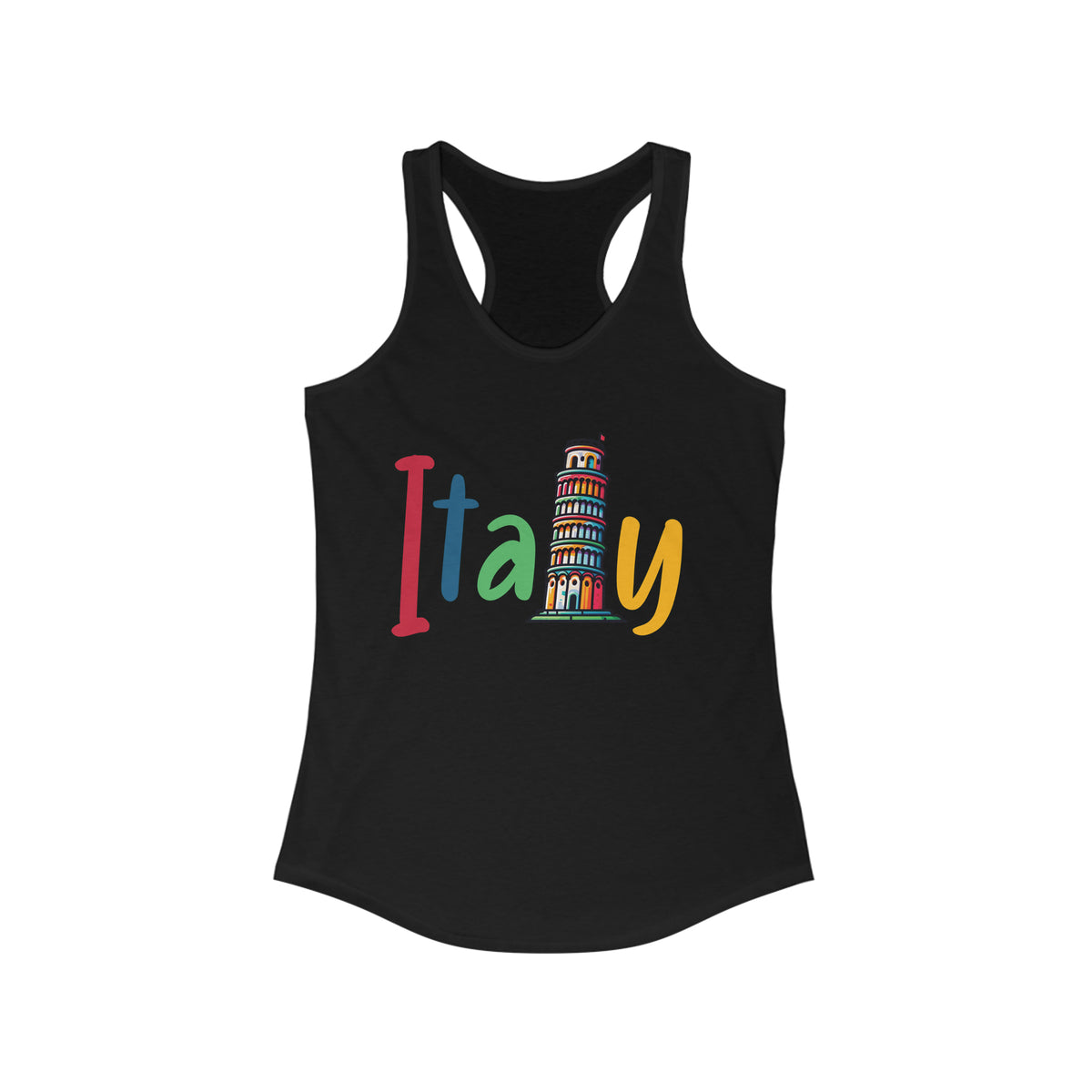Cute Italy Trip shirt | Italy Vacation Shirt | World Traveler Italian Gift | Leaning Tower of Pisa | Women's Slim-fit Racerback Tank Top