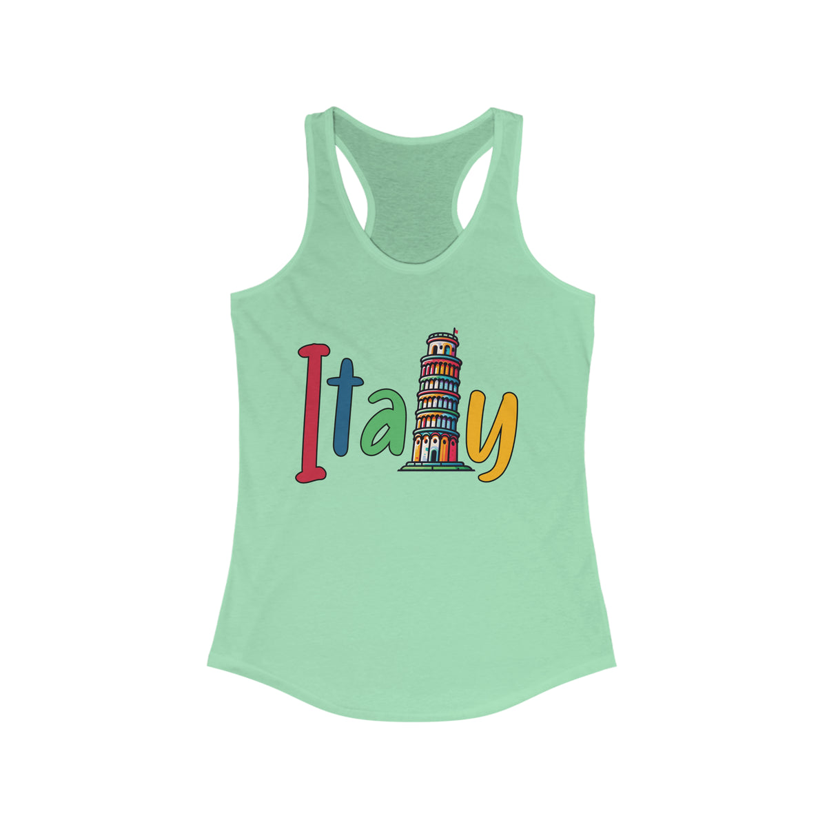 Cute Italy Trip shirt | Italy Vacation Shirt | World Traveler Italian Gift | Leaning Tower of Pisa | Women's Slim-fit Racerback Tank Top