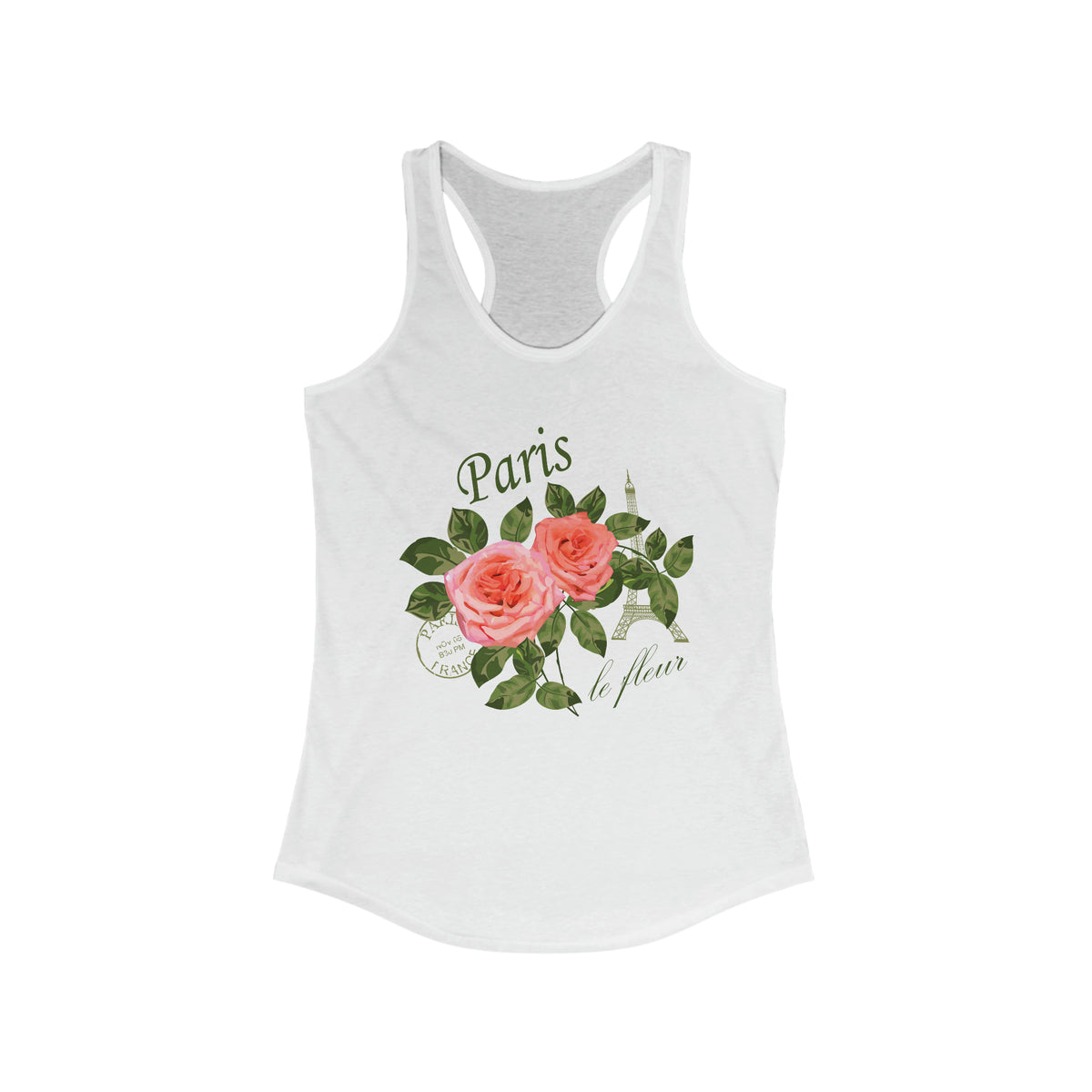 Paris France Vintage Rose Shirt | World Traveler Gardening Gift | Women's Ideal Racerback Tank Top