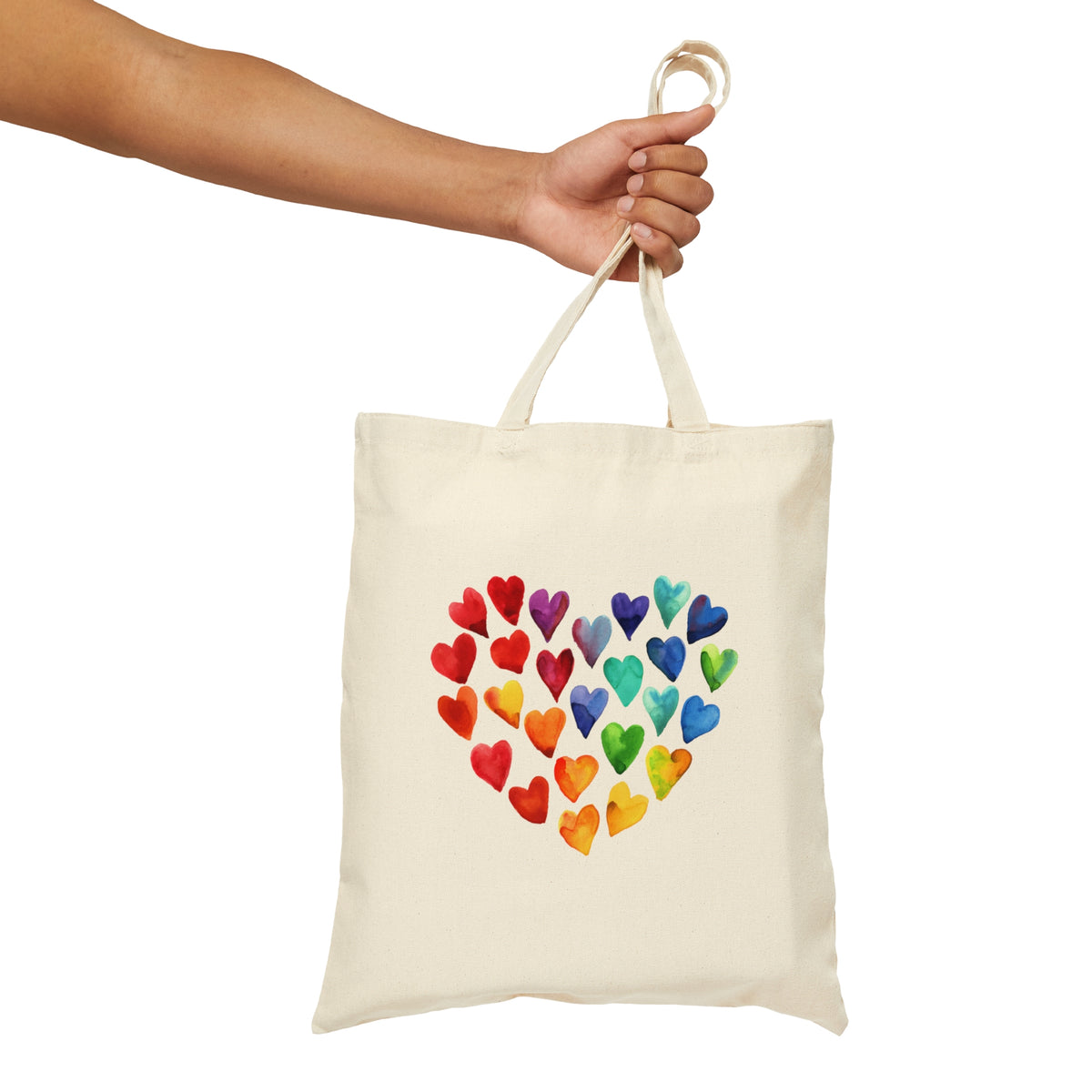 Watercolor Art Hearts Love Tote Bag | Valentine's Day Gift Bag | Cotton Canvas Tote Bag