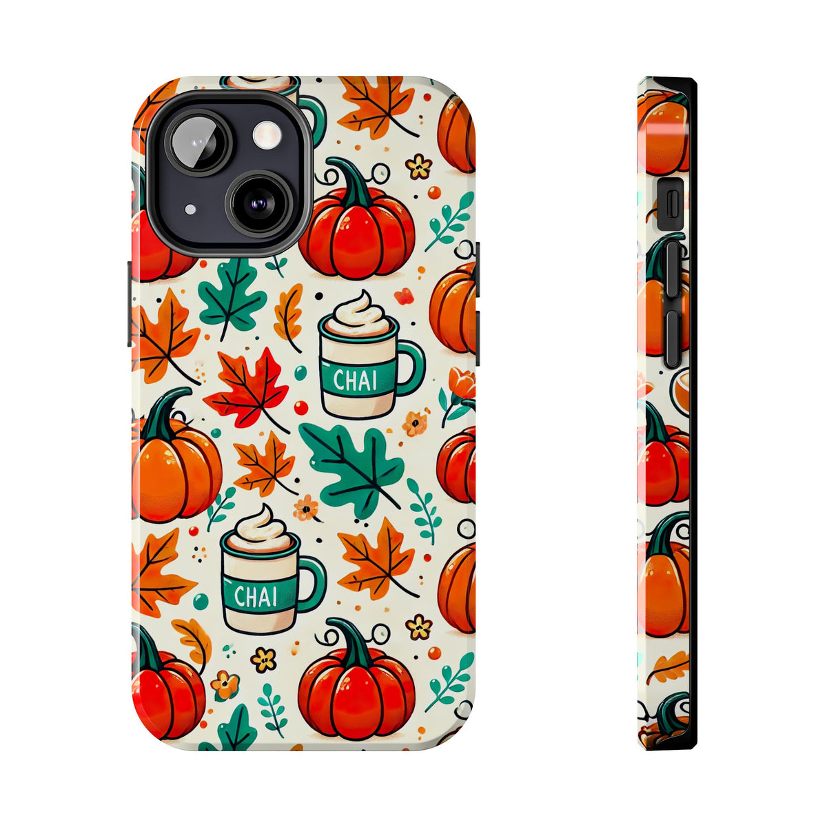 Pumpkin Fall Chai Tea Phone Case | iPhone 15 14 13 12 Phone Case | Fall Gift For Her | Tough Impact-resistant Phone Case