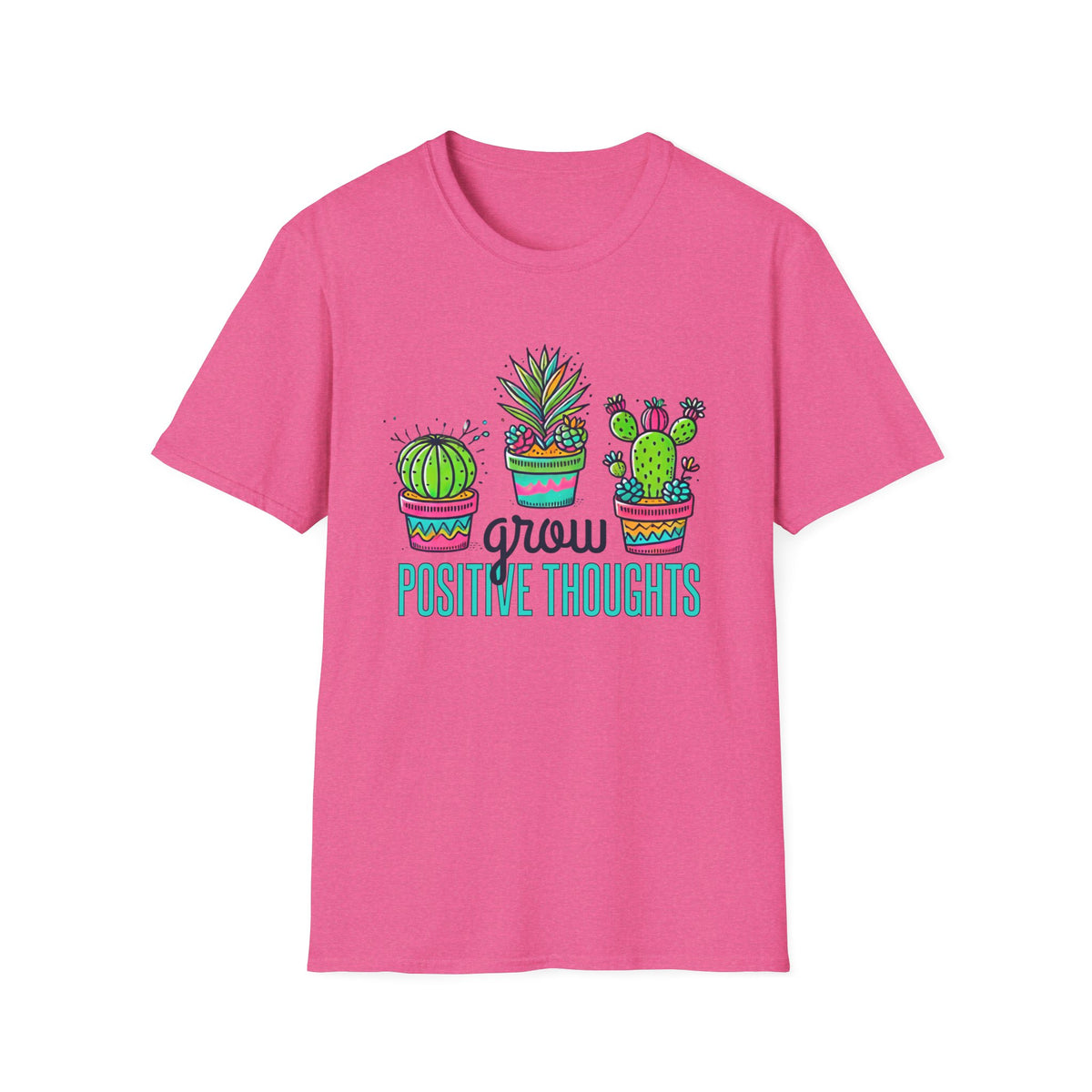 Grow Positive Thoughts Cactus Shirt | Positive School Counselor Shirt | Mindfulness Gift | Mental Health Shirt |  Unisex Soft Style T-Shirt