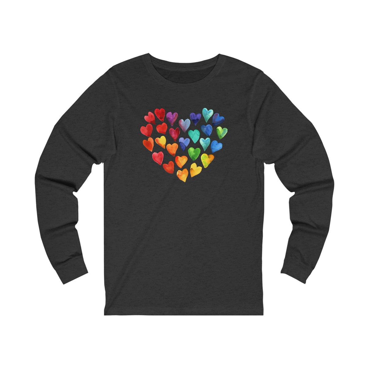 Watercolor Art Hearts Love Aesthetic Shirt | Valentine's Day Gift | Unisex Jersey Long Sleeve T-shirt