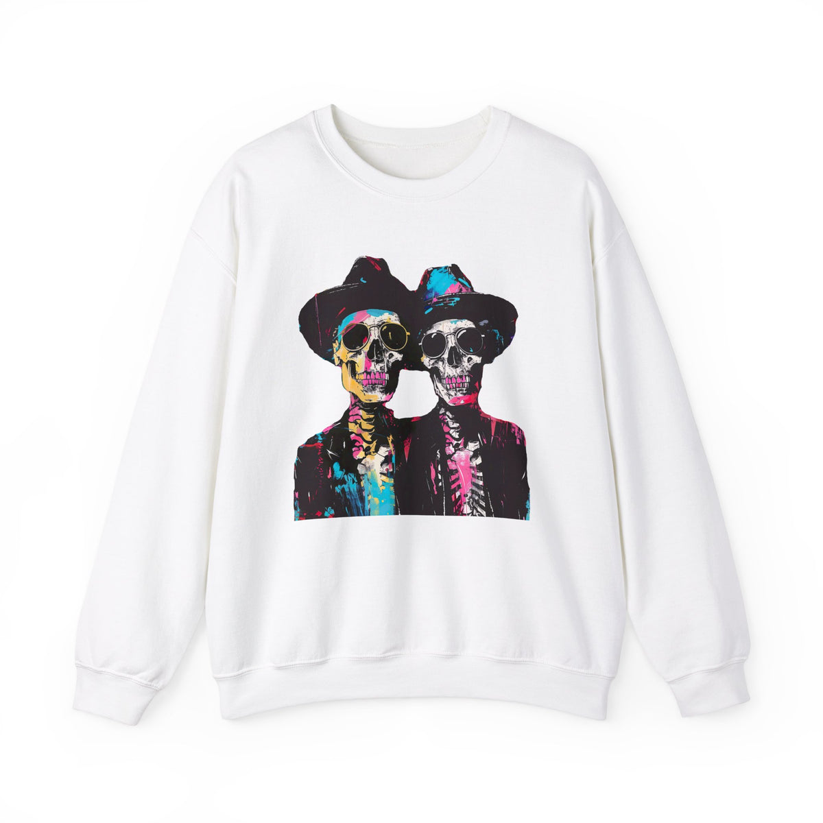 Neon Urban Art Halloween Skeleton Shirt | Expressionist Art Shirt | Unisex Crewneck Sweatshirt