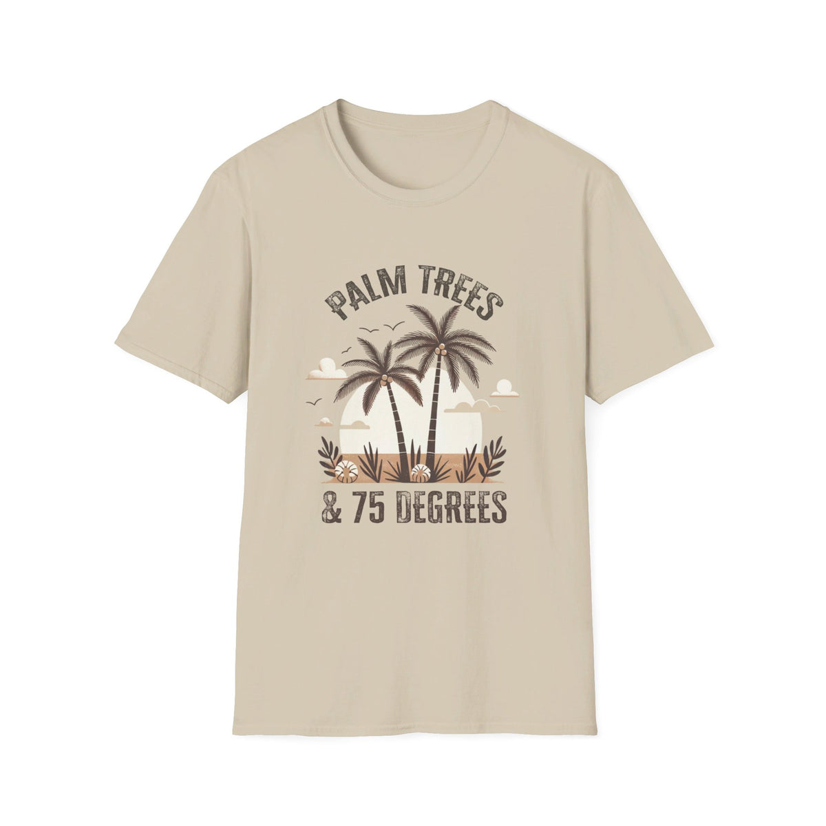 Palm Trees 75 Degrees California Beach Shirt | Beach Bum Shirt | Beach Lover Gift | Unisex Soft Style T-Shirt