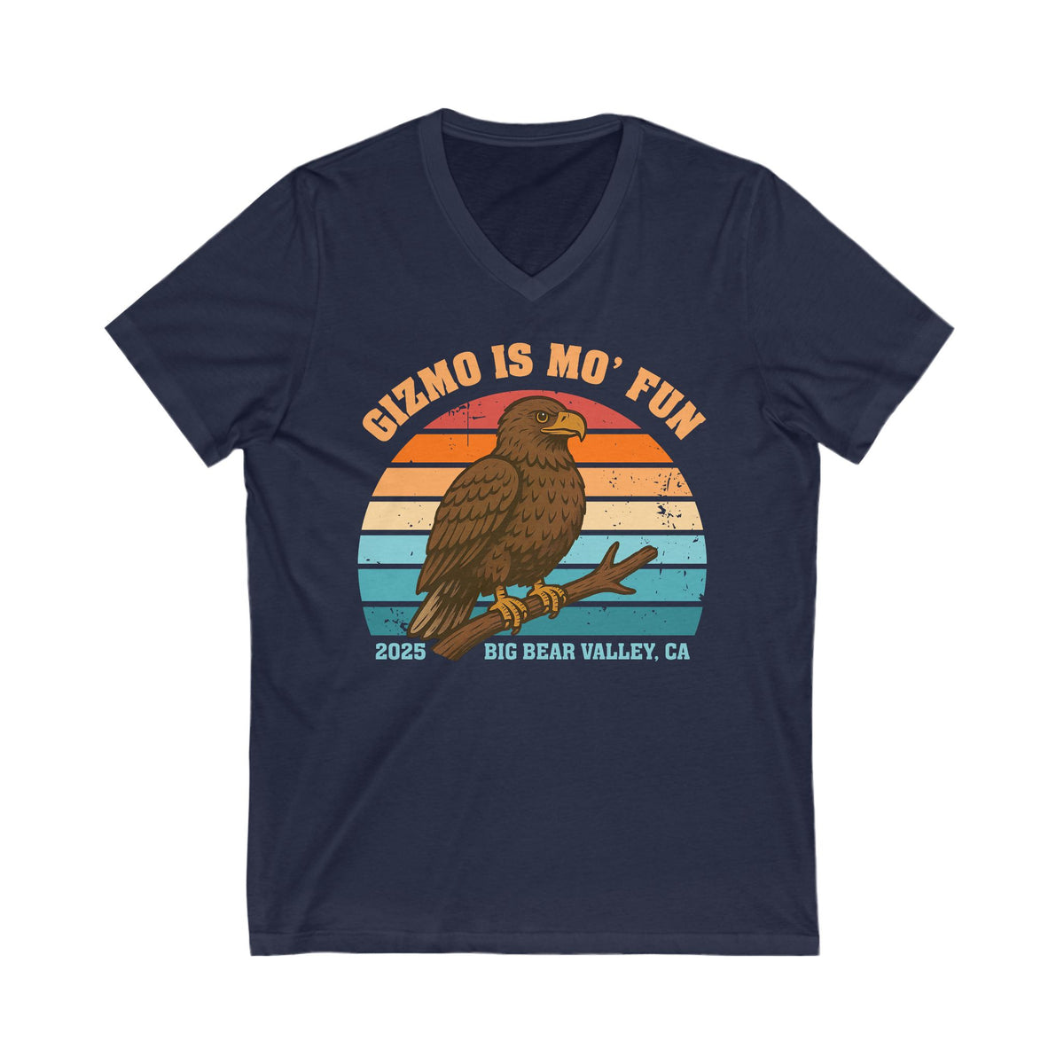 Gizmo Is Mo' Fun Big Bear Bald Eagle Shirt | Bird Lover Shirt | Nature Lover Gift | California Shirt | Unisex Jersey V-Neck T-shirt