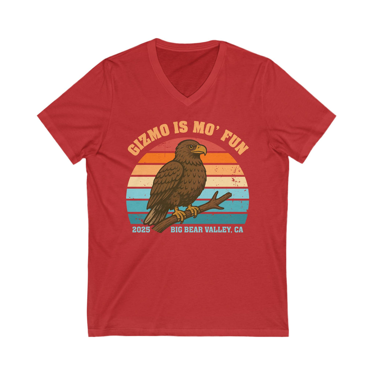 Gizmo Is Mo' Fun Big Bear Bald Eagle Shirt | Bird Lover Shirt | Nature Lover Gift | California Shirt | Unisex Jersey V-Neck T-shirt