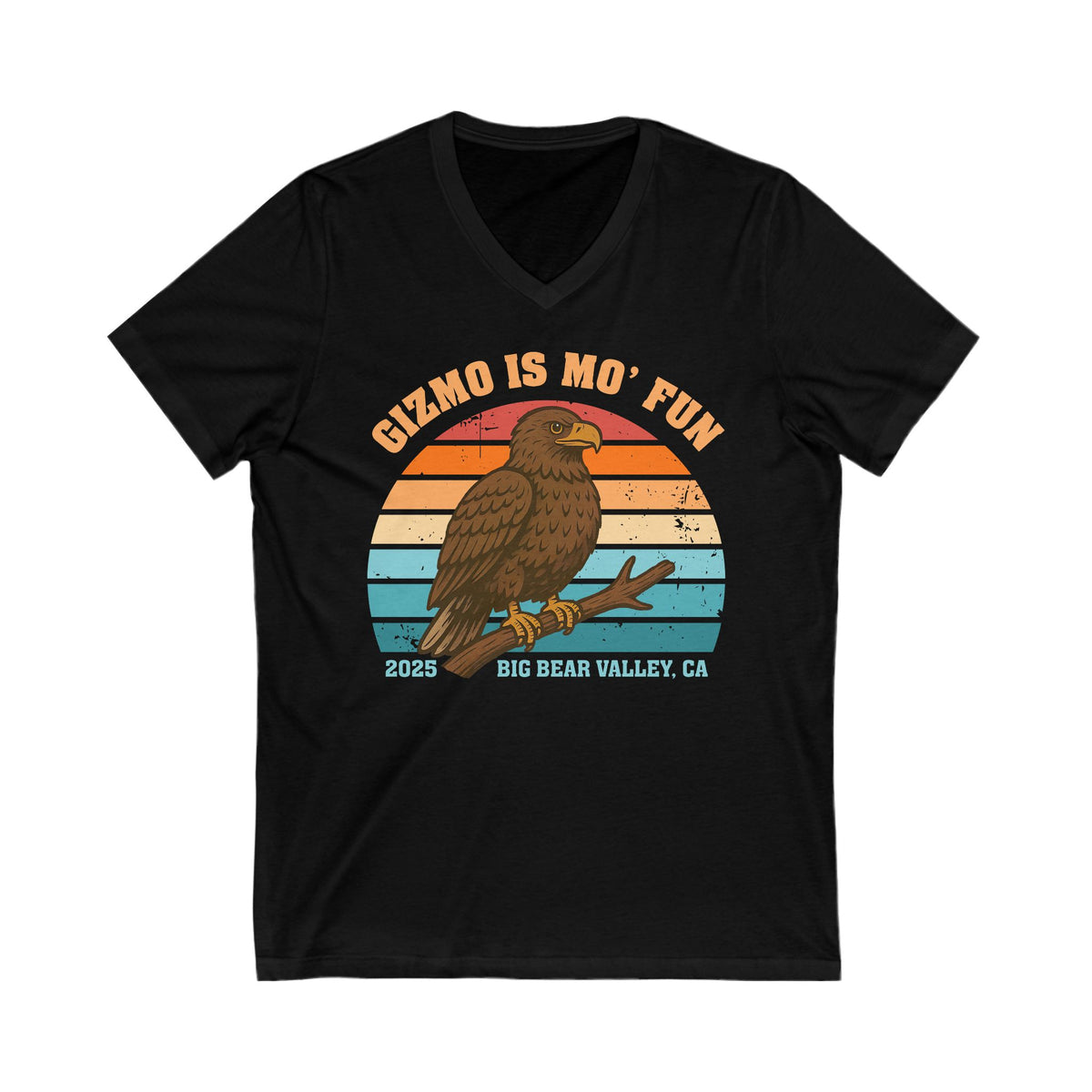 Gizmo Is Mo' Fun Big Bear Bald Eagle Shirt | Bird Lover Shirt | Nature Lover Gift | California Shirt | Unisex Jersey V-Neck T-shirt