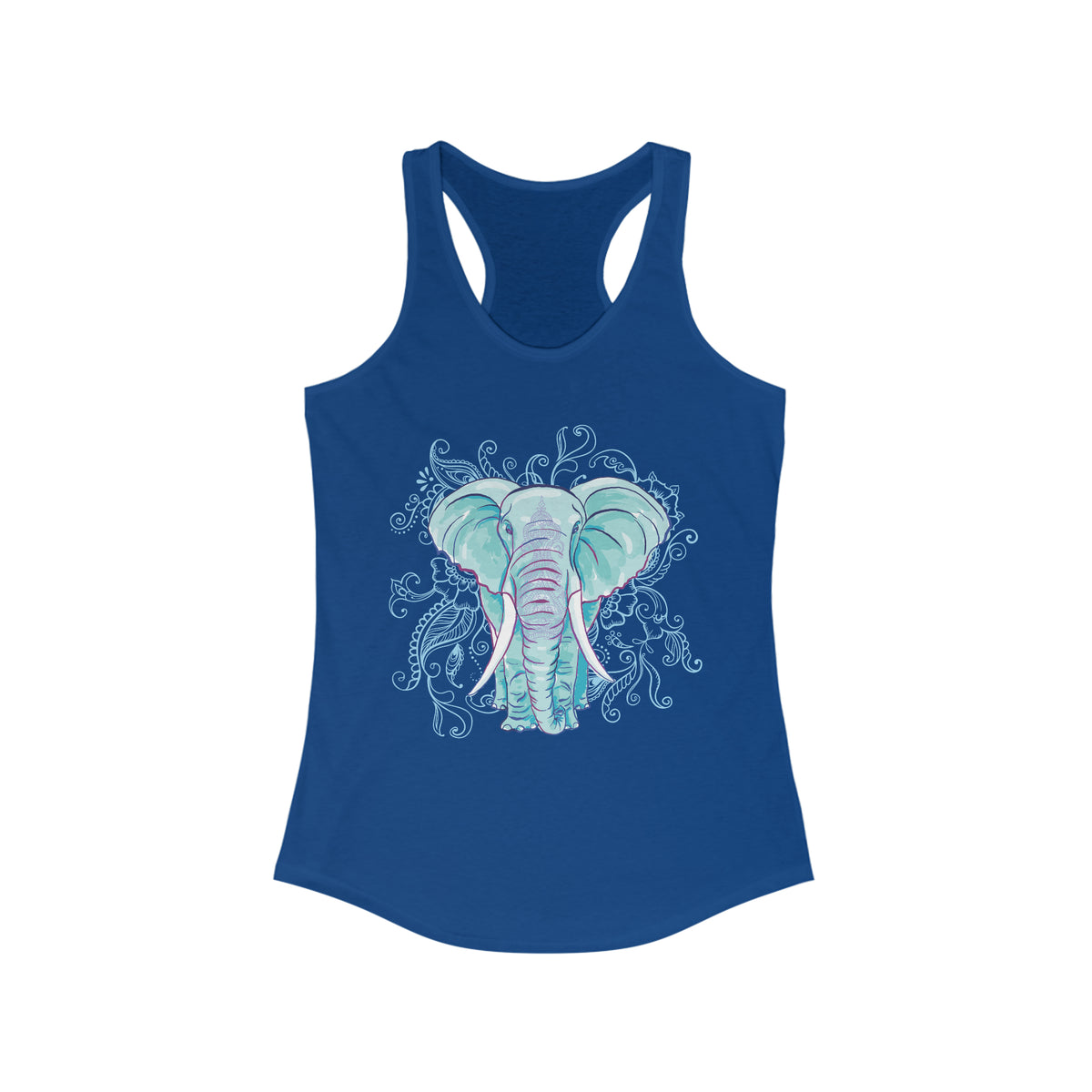 Indian Mandala Watercolor Art Elephant Shirt | Mandala Elephant Gift | Women's Ideal Racerback Tank