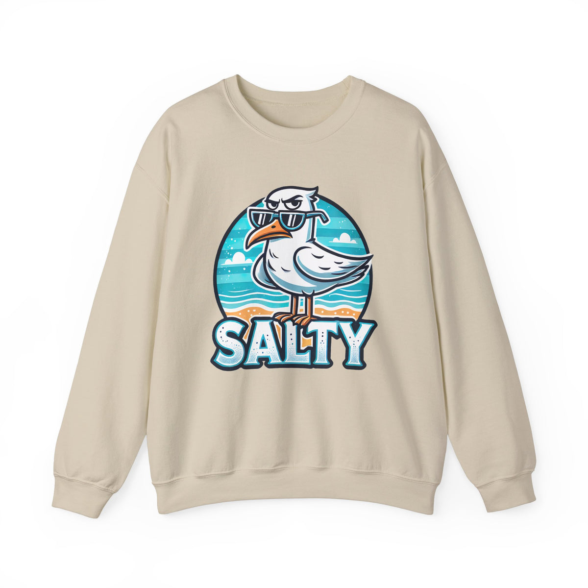 Salty Seagull Funny Beach Bum Beach Sweatshirt | Seagull T-shirt | Summer Vibes Beach Gift | Funny Beach Shirt | Unisex Crewneck Sweatshirt