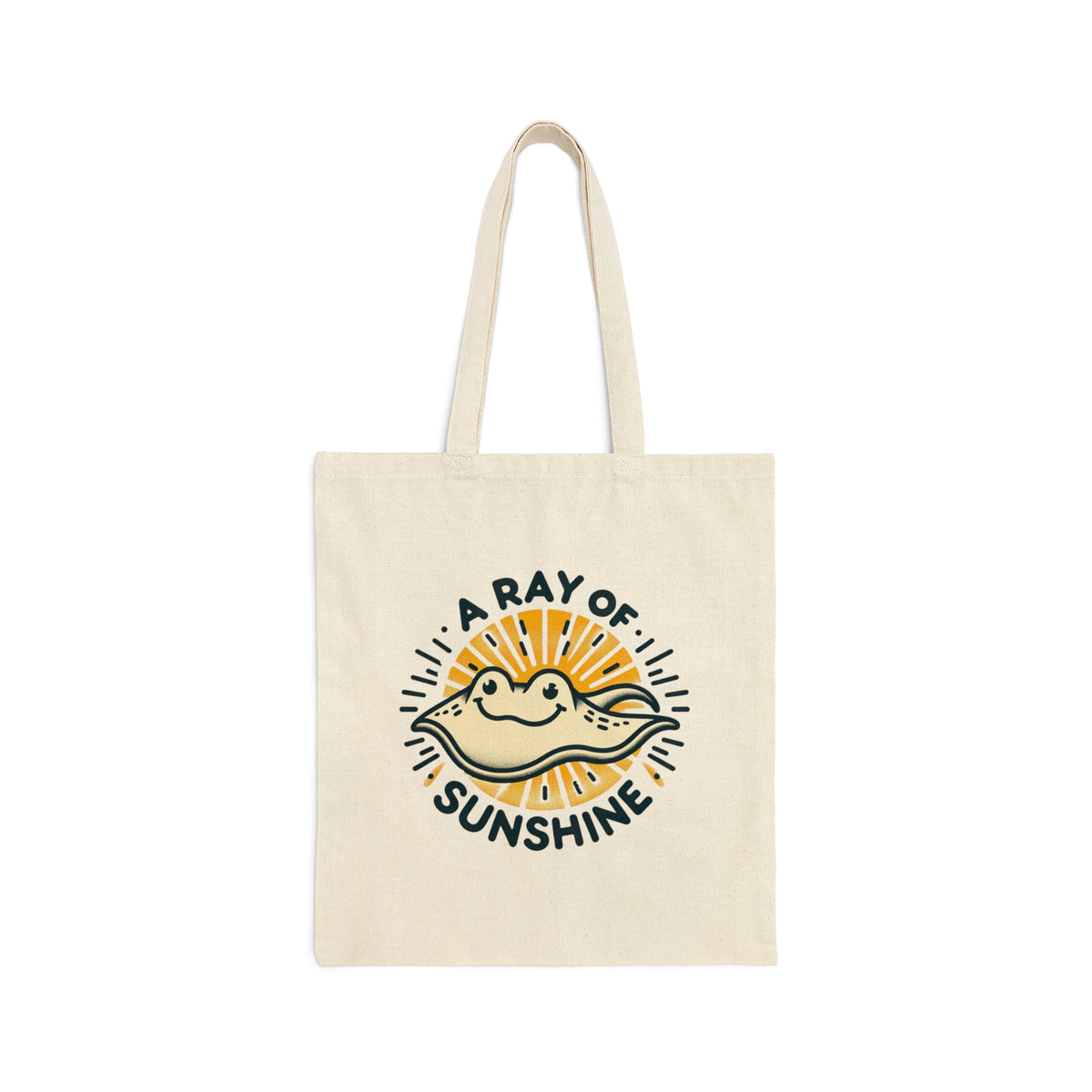 A Ray of Sunshine Cute Stingray Tote Bag | Surfer Tote | Ocean Lover Gift | Cotton Canvas Tote Bag