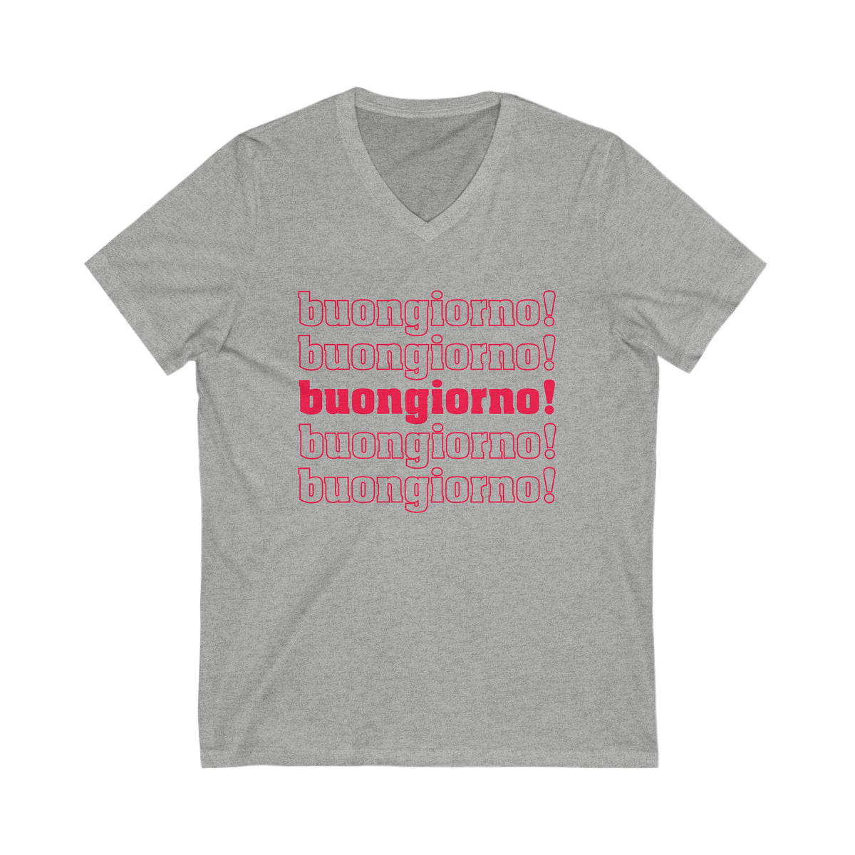 Buongiorno Good Morning Italian Phrase Shirt | Italy World Travel Gift  | Unisex Jersey V Neck T-shirt