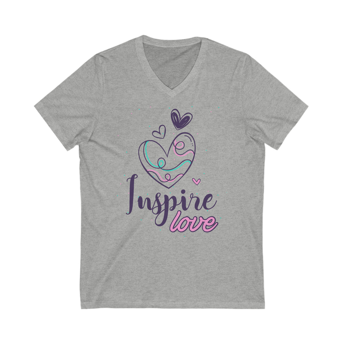 Inspire Love Motivational Aesthetic Shirt | Valentine's Day Gift  | Unisex Jersey V-neck T-shirt