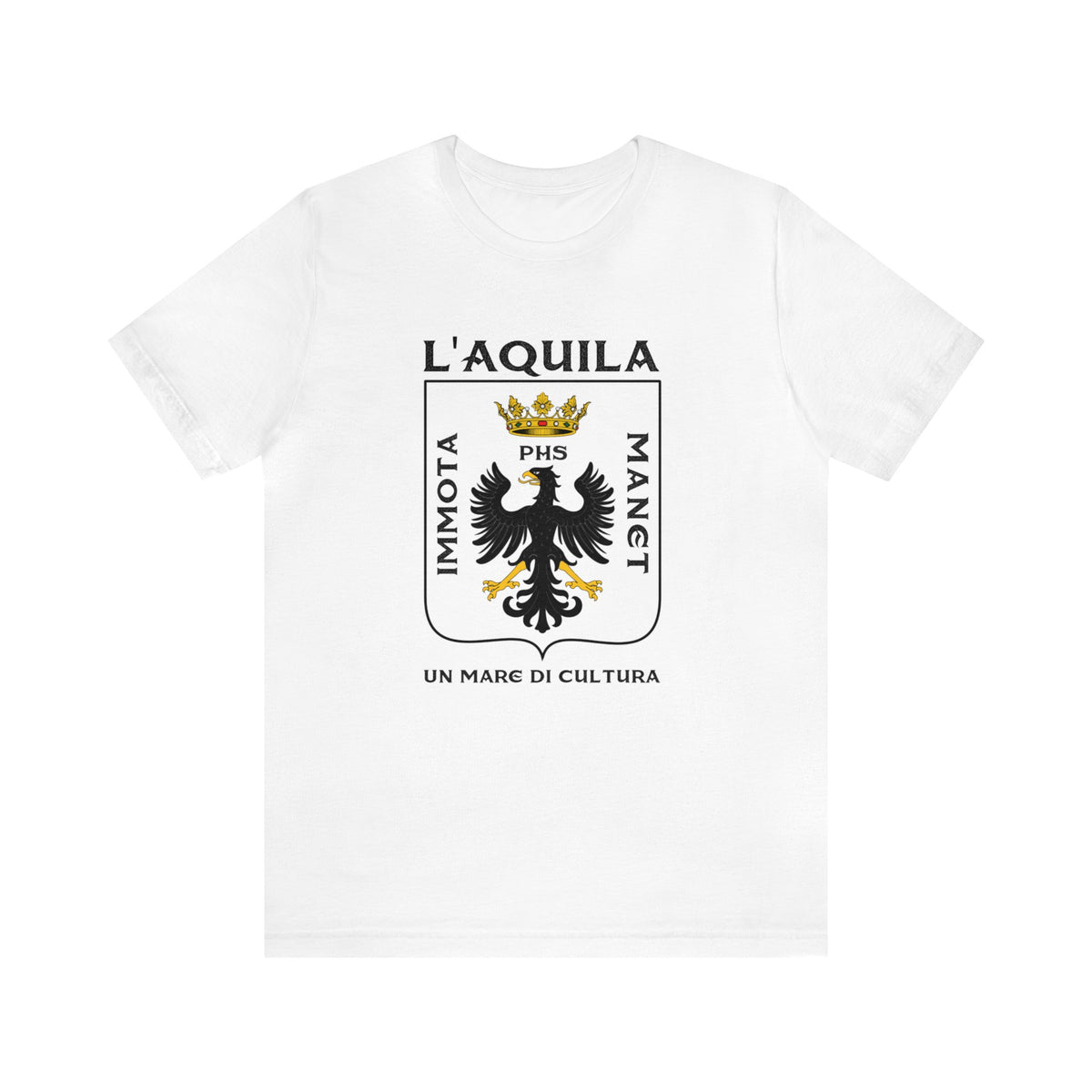 L'Aquila Italy Coat of Arms Shirt | Abruzzo Italian Travel Lover Gift || Bella Canvas Unisex Jersey T-shirt