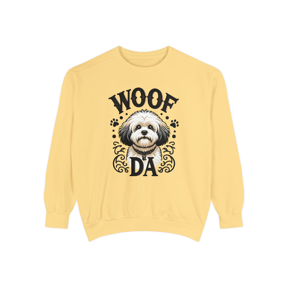 Woof Da Minnesota Dog Lover Shirt | Bichon Frisé Spaniel  Mix | Uff Da Norwegian Gift | Unisex Garment-Dyed Sweatshirt