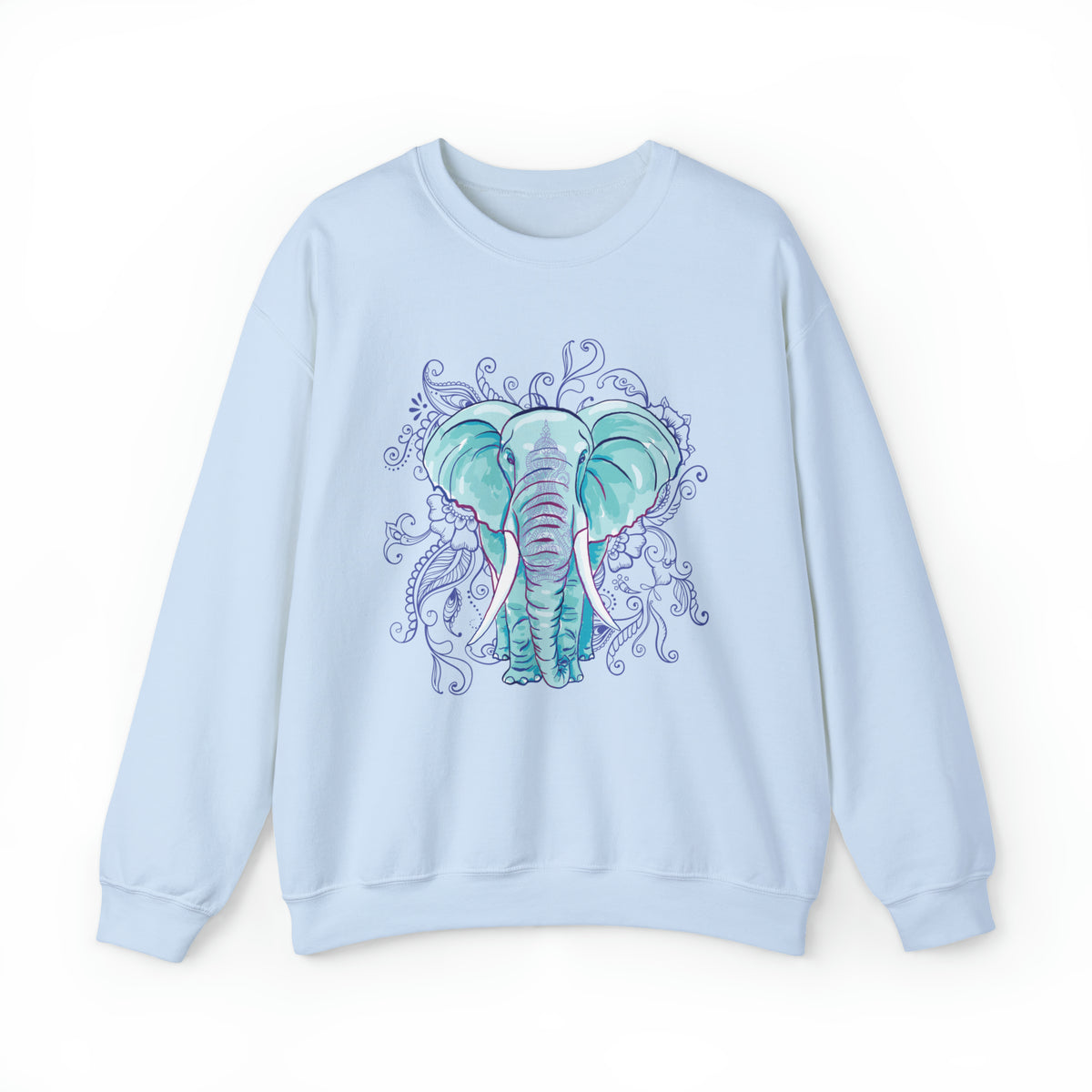 Indian Mandala Watercolor Art Elephant Shirt | Yoga Lover Gift | Unisex Crewneck Sweatshirt