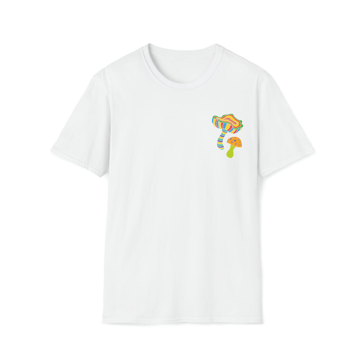 Magic Mushroom Neon Fantasy Pocket Tee Shirt | Mushroom Gift | Unisex Softstyle T-Shirt