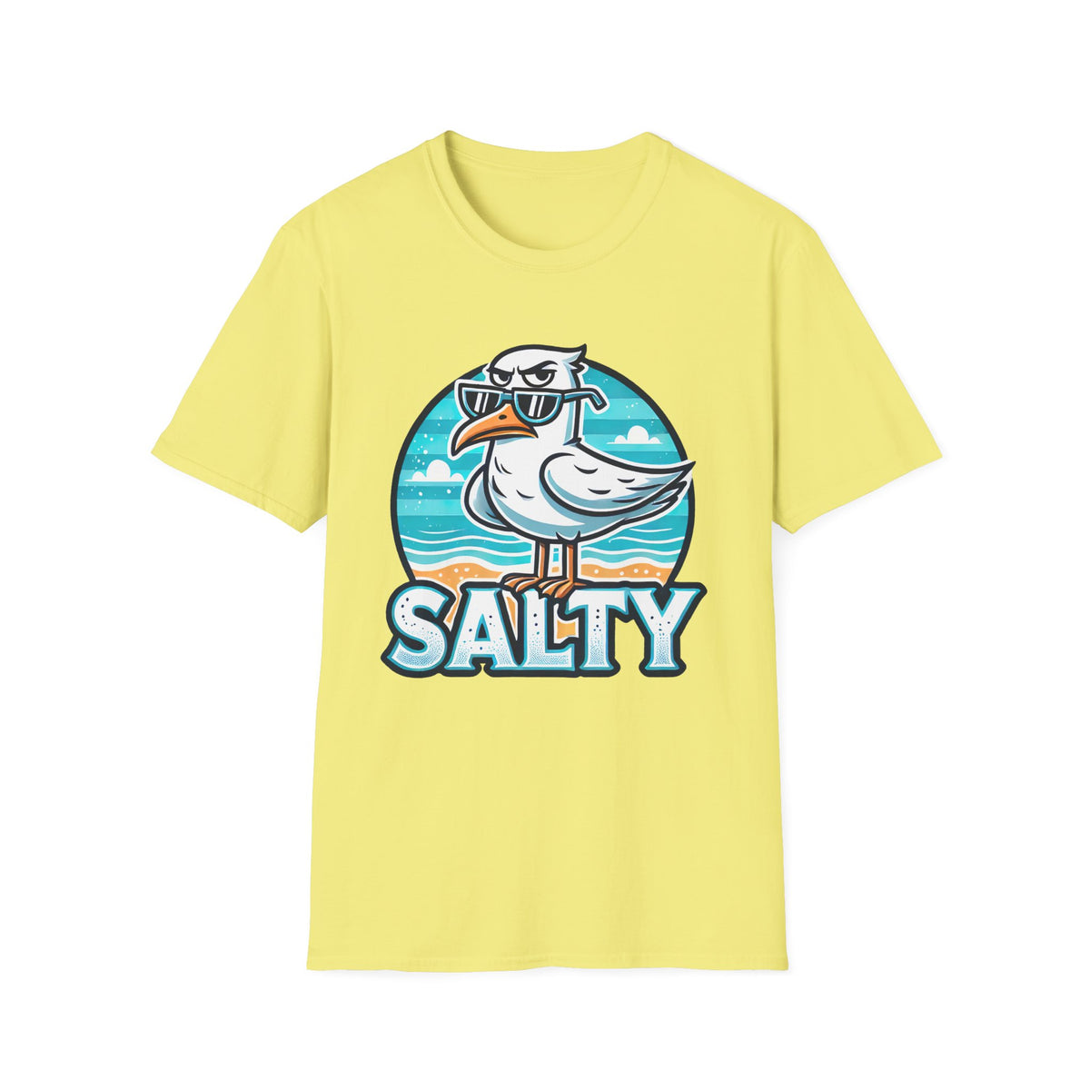 Salty Seagull Funny Beach Bum Beach Shirt | Seagull T-shirt | Summer Vibes Beach Gift | Funny Beach Shirt | Unisex Soft Style T-Shirt