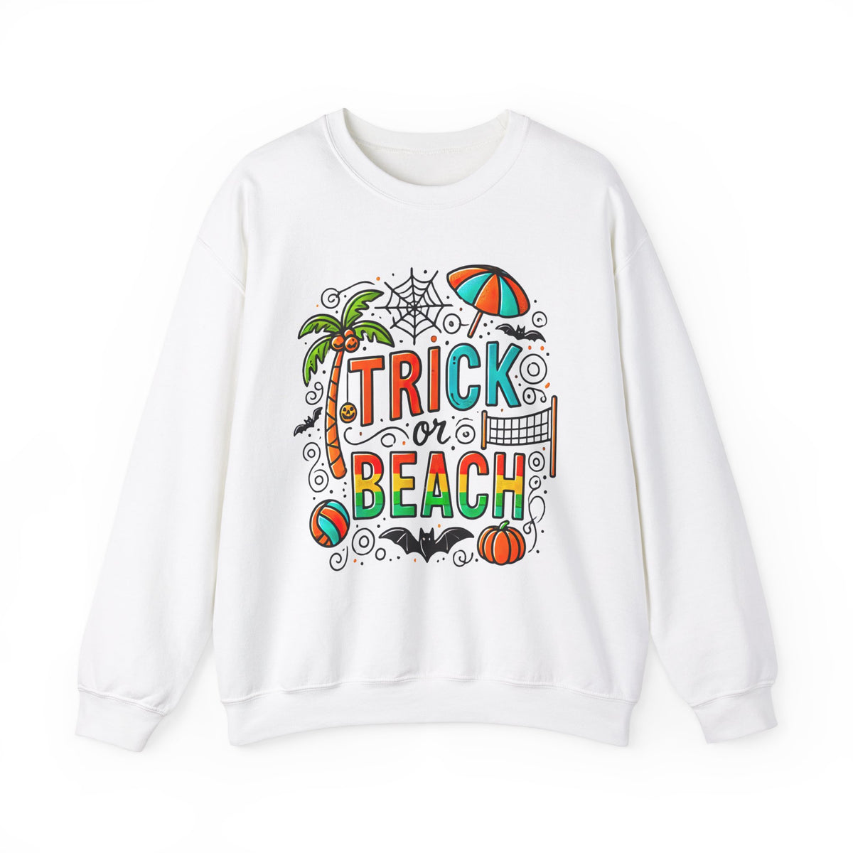 Trick Or Beach Beach Bum Halloween Shirt | Funny Halloween Gift For Beach Lover | Trick Or Treat Shirt | Unisex Crewneck Sweatshirt