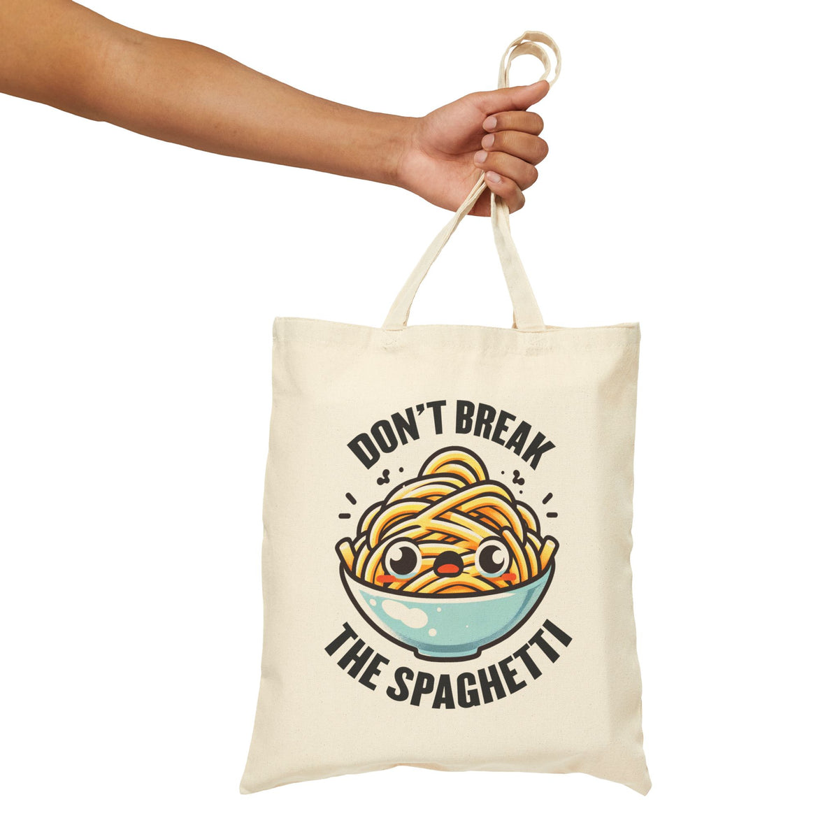 Don't Break Spaghetti Funny Italian Tote | Italy Travel Lover Gift | Italian Food Gift | Cotton Canvas Tote Bag